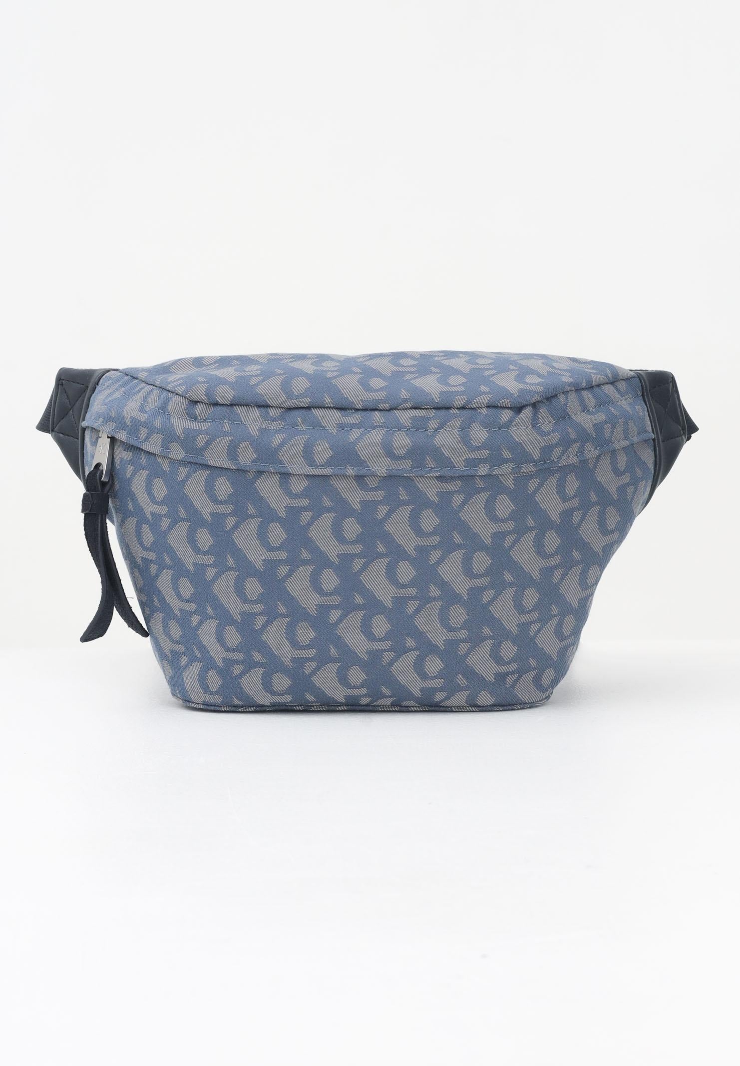 CALVIN KLEIN Marsupio blu da uomo in tessuto jacquard con logo LV04G3177G K6B CALVIN KLEIN