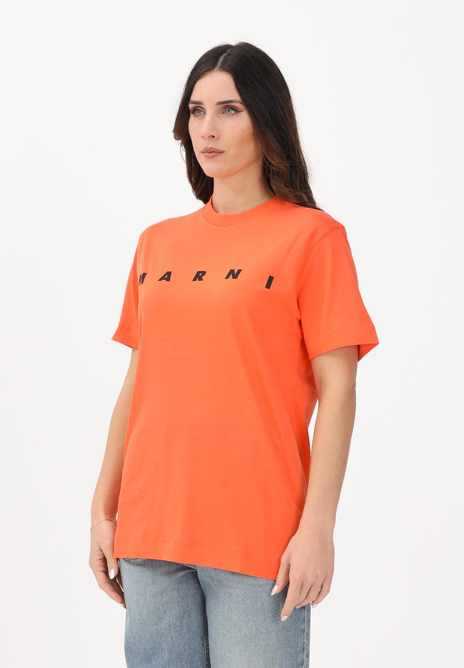 MARNI T-shirt a manica corta arancione per donna, bambino e bambina con logo M002MVM00RF 0M436 MARNI