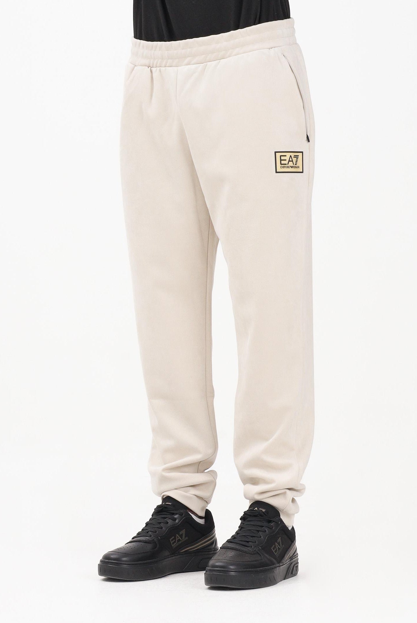 EA7 Pantalone sportivo panna da uomo in tessuto effetto scamosciato 7M000676AF16718 U1086 EA7