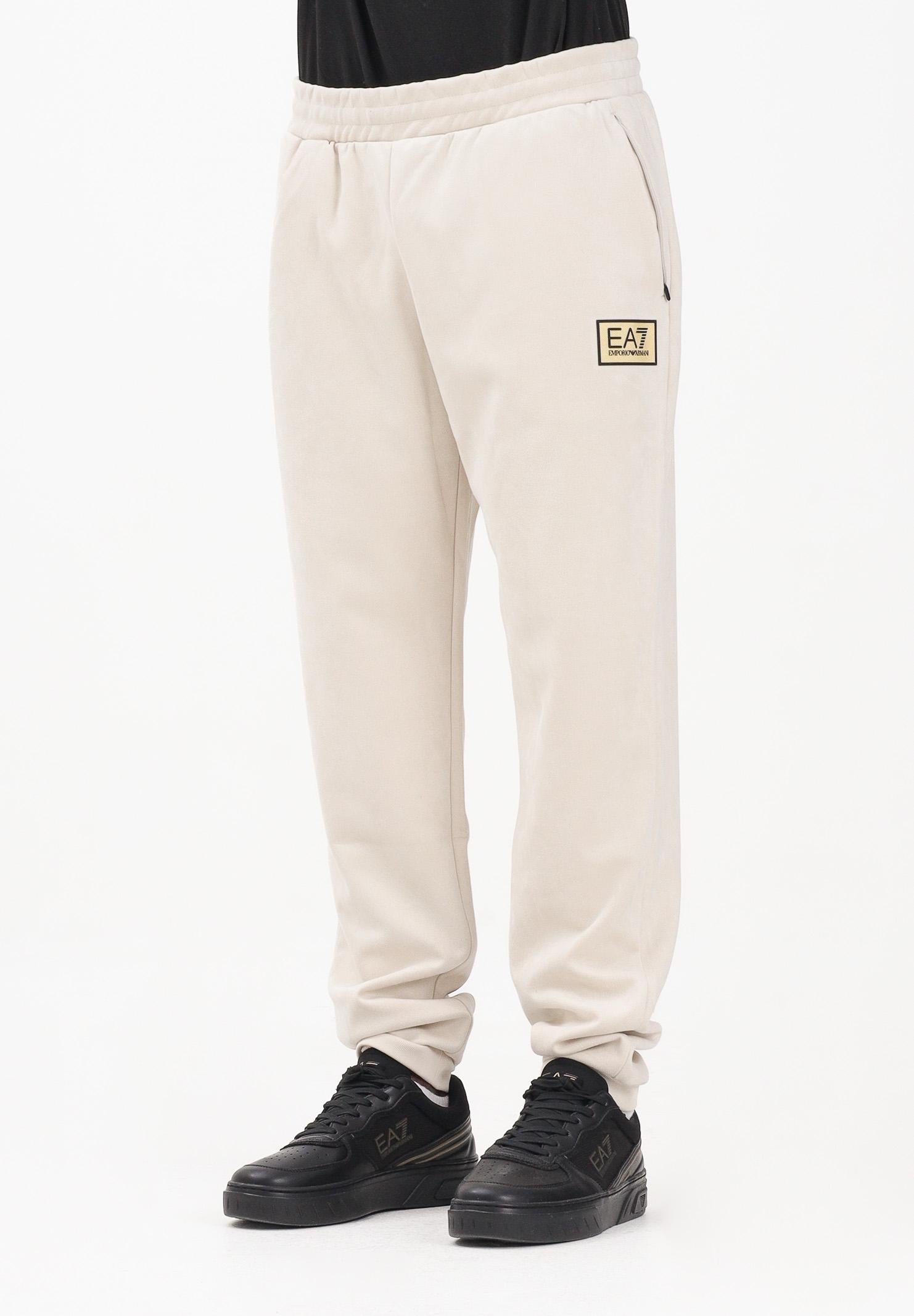 EA7 Pantalone sportivo panna da uomo in tessuto effetto scamosciato 7M000676AF16718 U1086 EA7