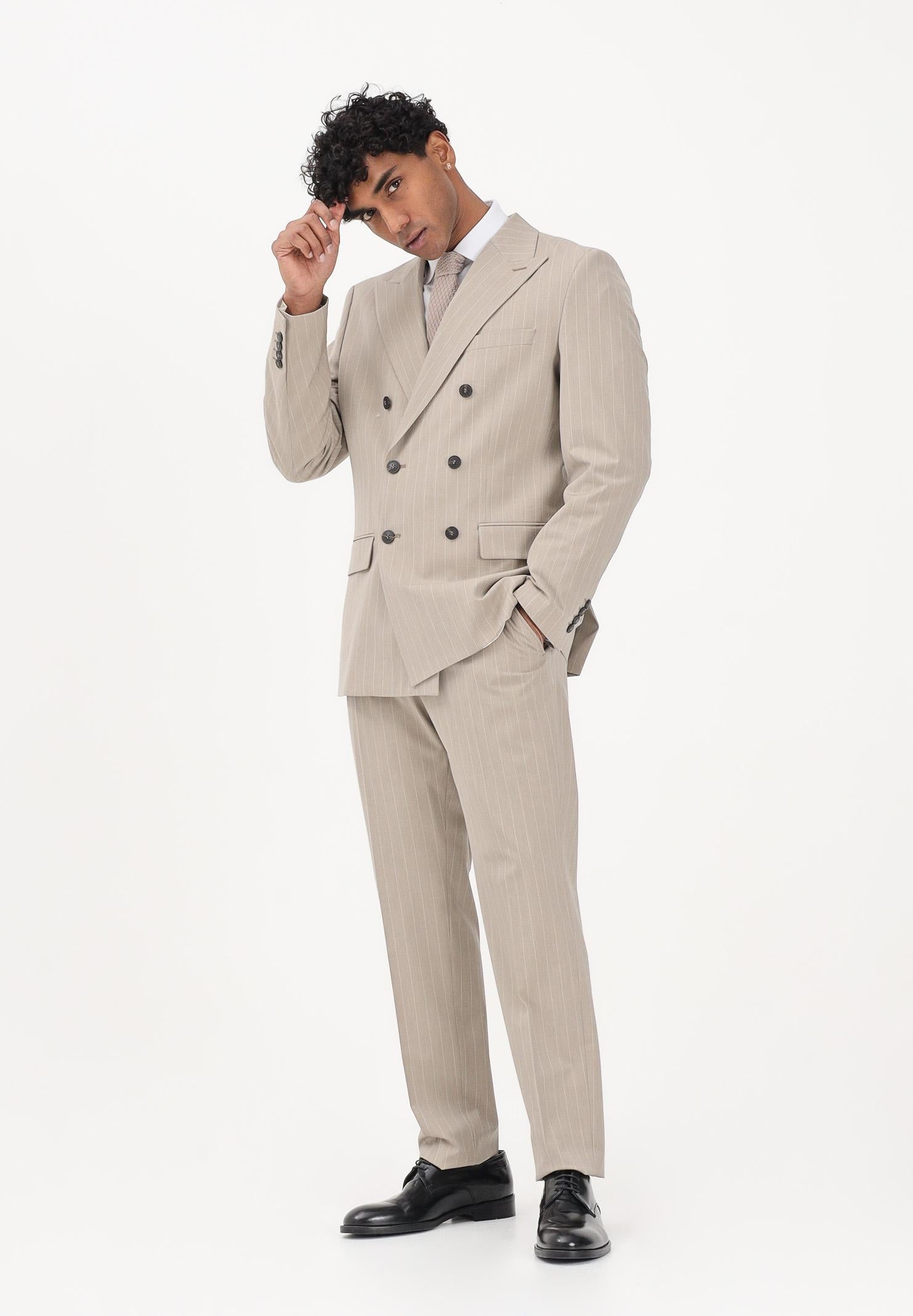 SELECTED HOMME Pantalone elegante beige da uomo con motivo gessato 16100152 SA SELECTED HOMME