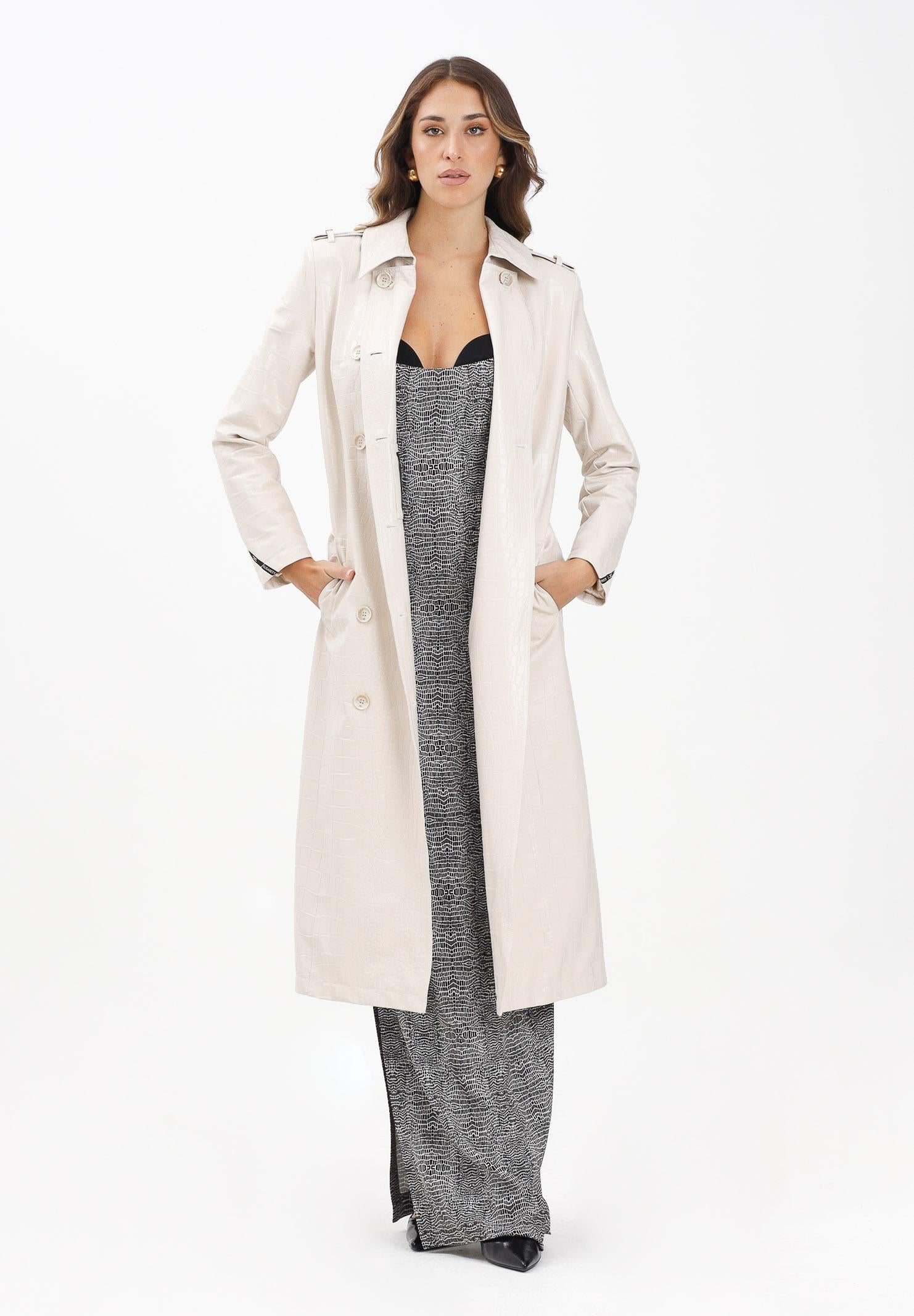 ELISABETTA FRANCHI Trench panna da donna con stampa cocco SP00358E2 DZ9 ELISABETTA FRANCHI