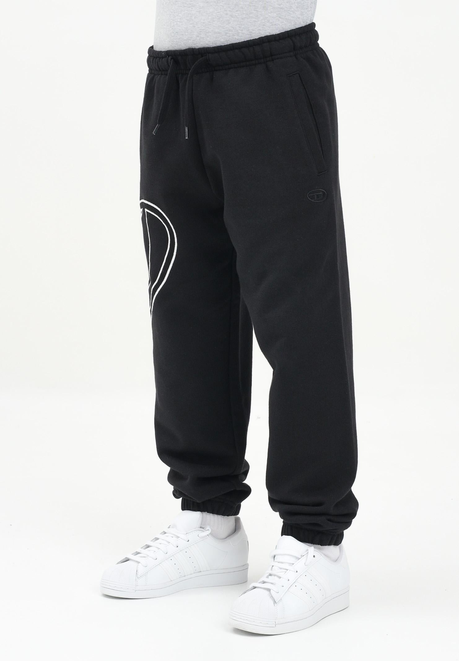 DIESEL Pantalone sportivo nero per donna, ragazzi e bambini con maxi logo Oval D J022720GYCJ K900 DIESEL