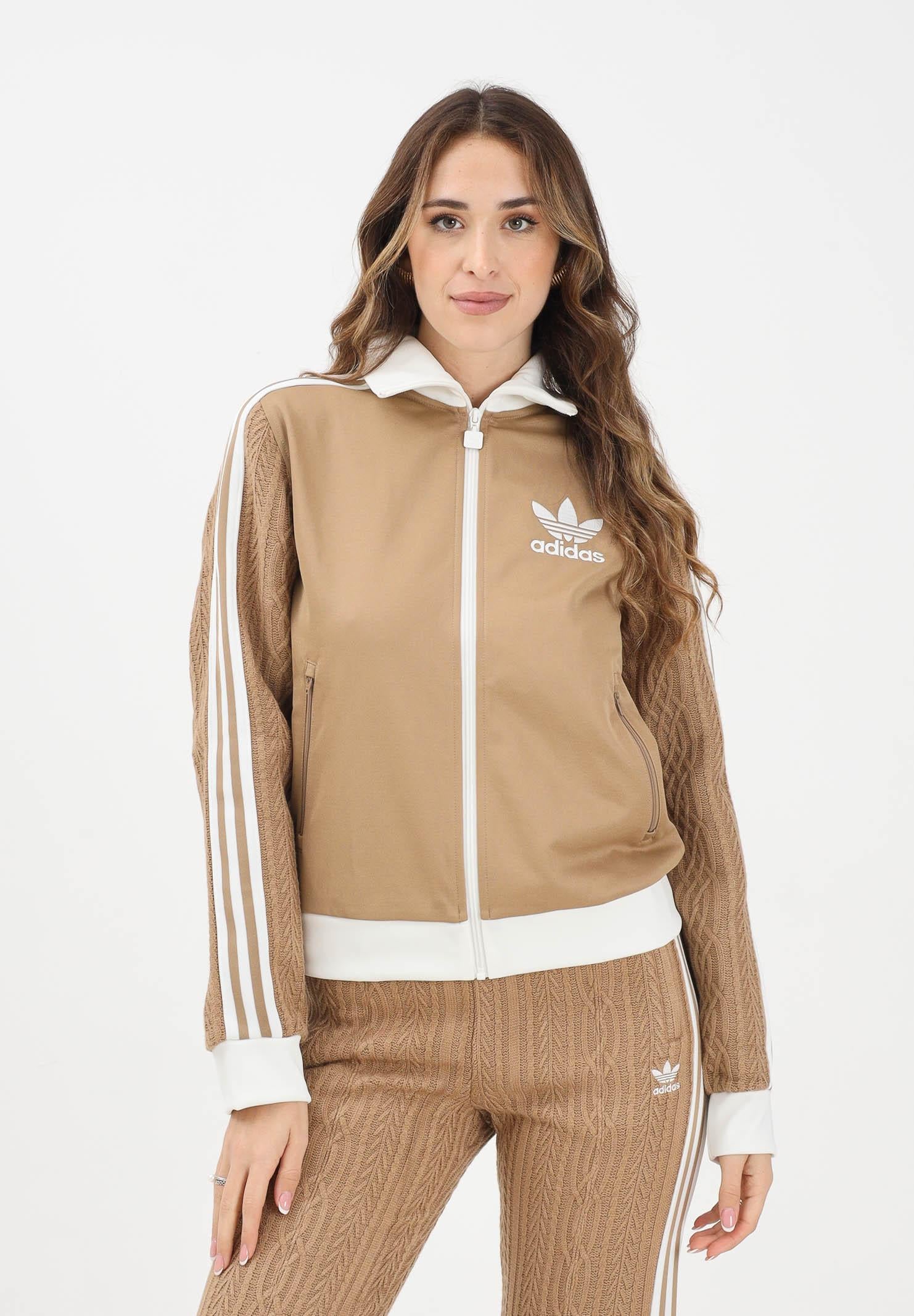 ADIDAS ORIGINALS Felpa con zip Knit Classic beige da donna KS7799 ADIDAS ORIGINALS