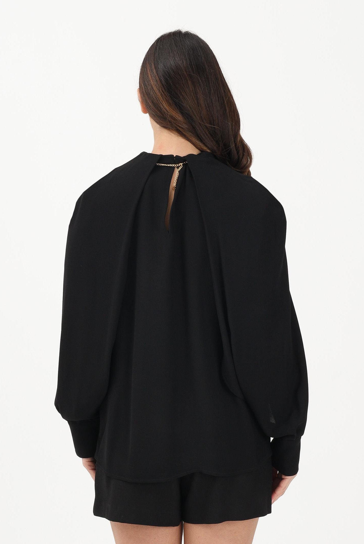ELISABETTA FRANCHI Blusa nera da donna con dettaglio gioiello CA12961E2 110 ELISABETTA FRANCHI