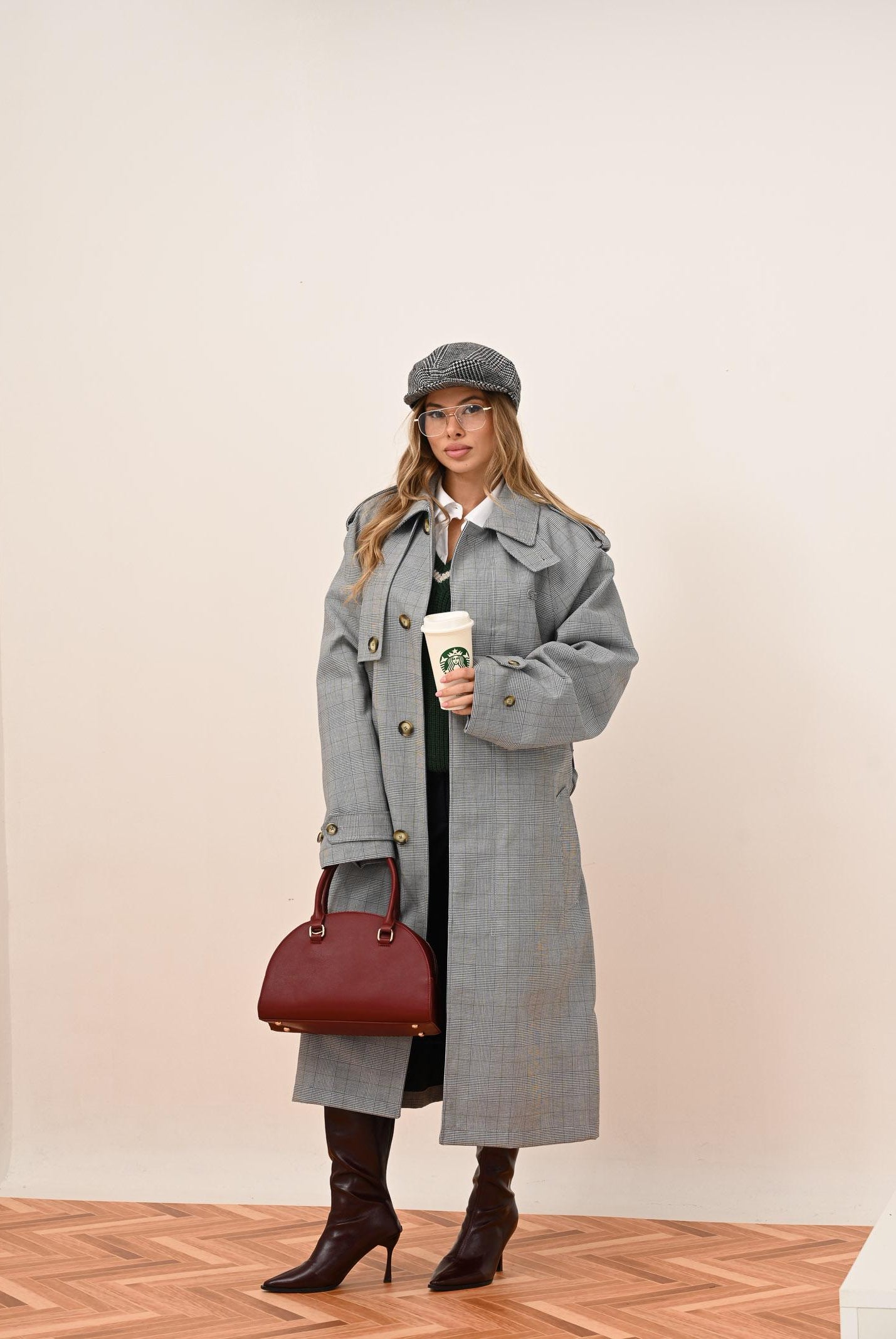 LACOSTE Trench a quadri bianco, nero e verde da uomo BH5521 6PK LACOSTE