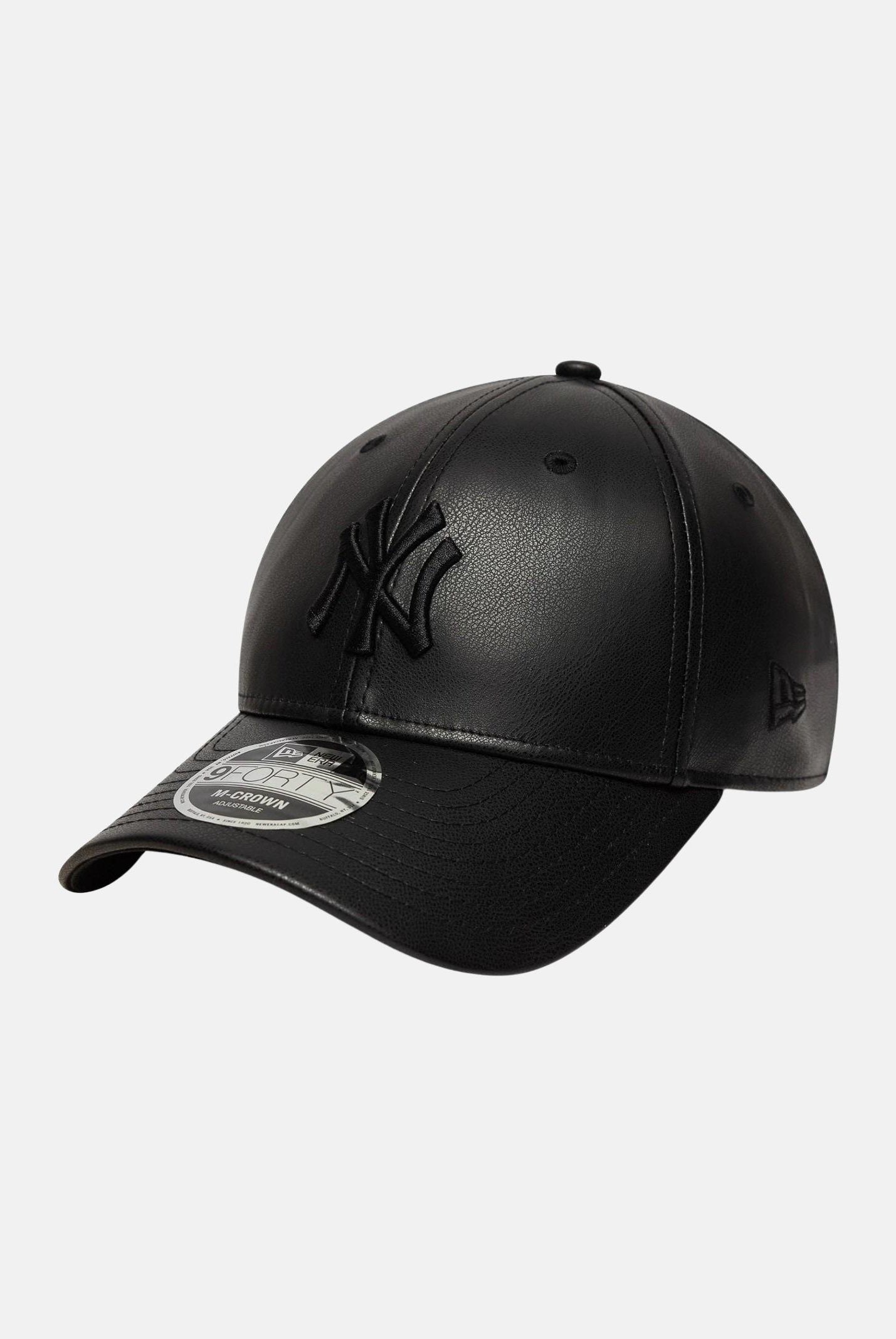 NEW ERA Cappello con visiera 9FORTY M-Crown New York Yankees MLB in ecopelle nera per uomo e donna 60759034 . NEW ERA
