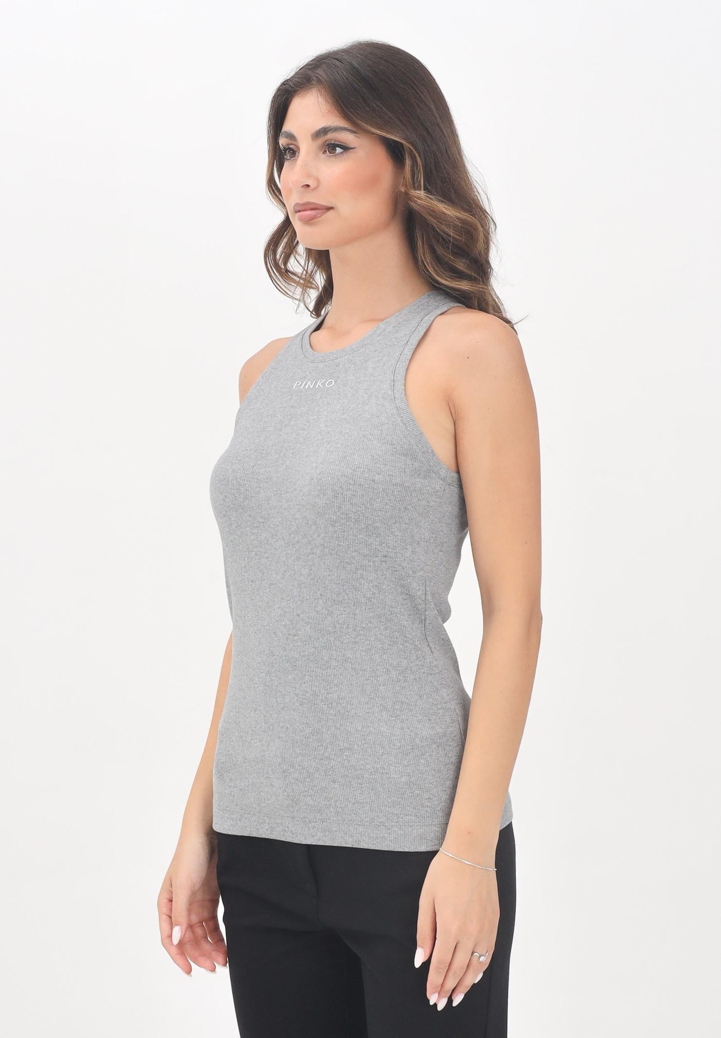 PINKO Canotta grigia da donna personalizzata con mini logo PINKO 100822A2RC I42 PINKO