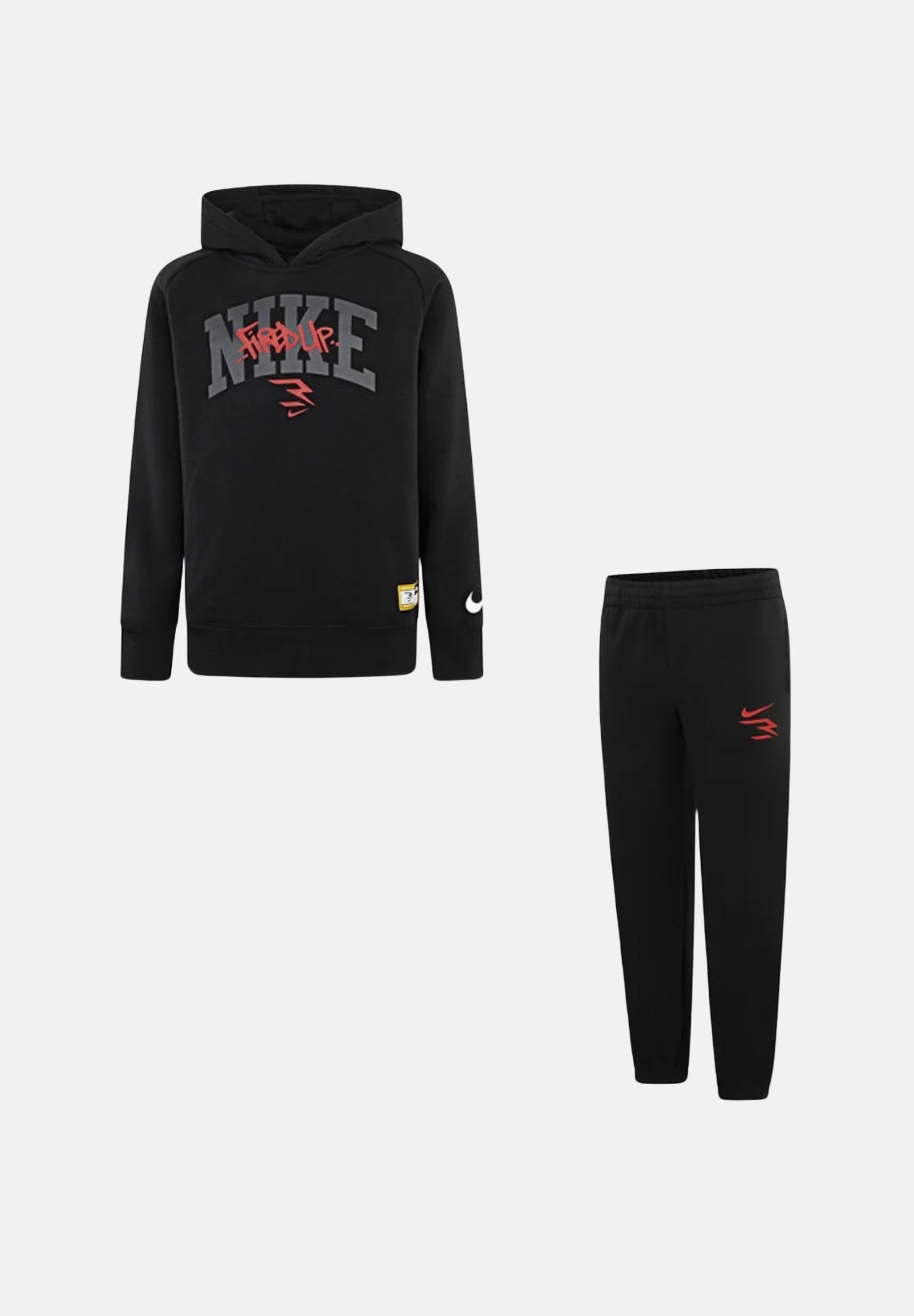 NIKE Tuta Fired Up nera da bambino con stampa logo 9Q1211 023 NIKE
