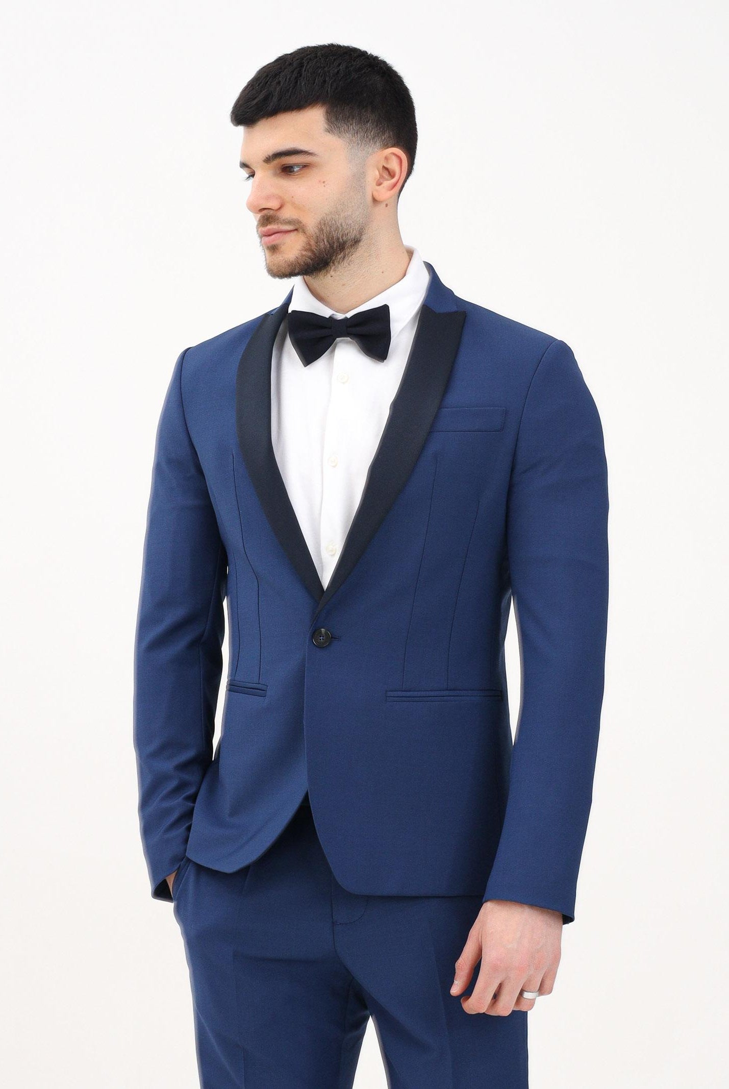 PATRIZIA PEPE Giacca smoking blu da uomo con revrs in raso 5SB661A590 CA57 PATRIZIA PEPE