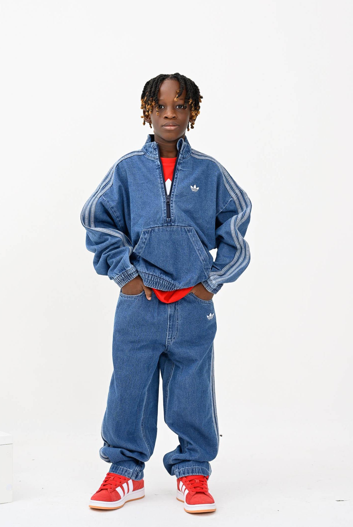 ADIDAS ORIGINALS Giubbotto di jeans in denim chiaro per bambino e bambina JC7878 ADIDAS ORIGINALS