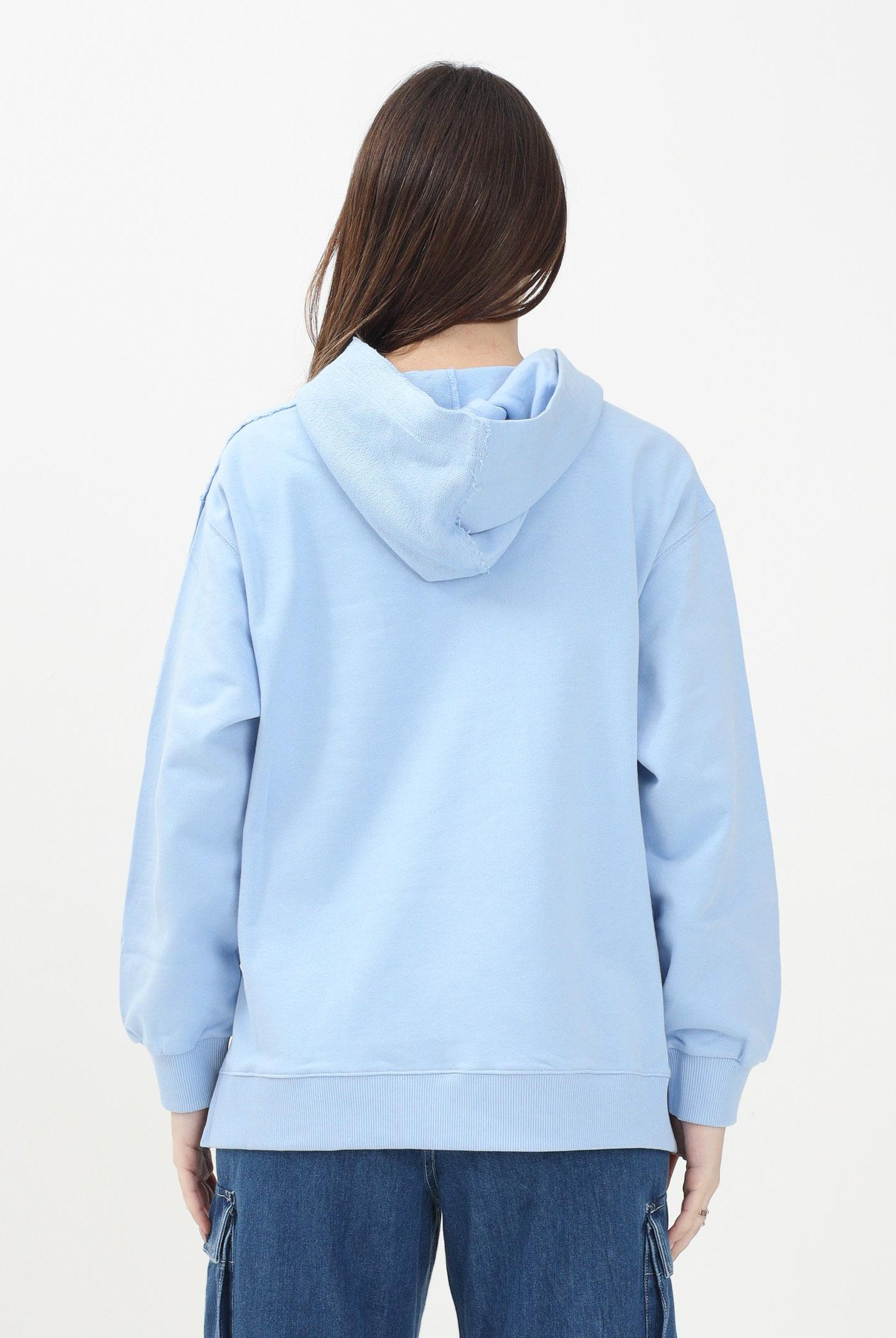 MAISON MARGIELA Felpa con cappuccio azzurra per donna, ragazze e bambine rifinita da grafica "Stamp Numbers" M60768MM04H M6807 MAISON MARGIELA