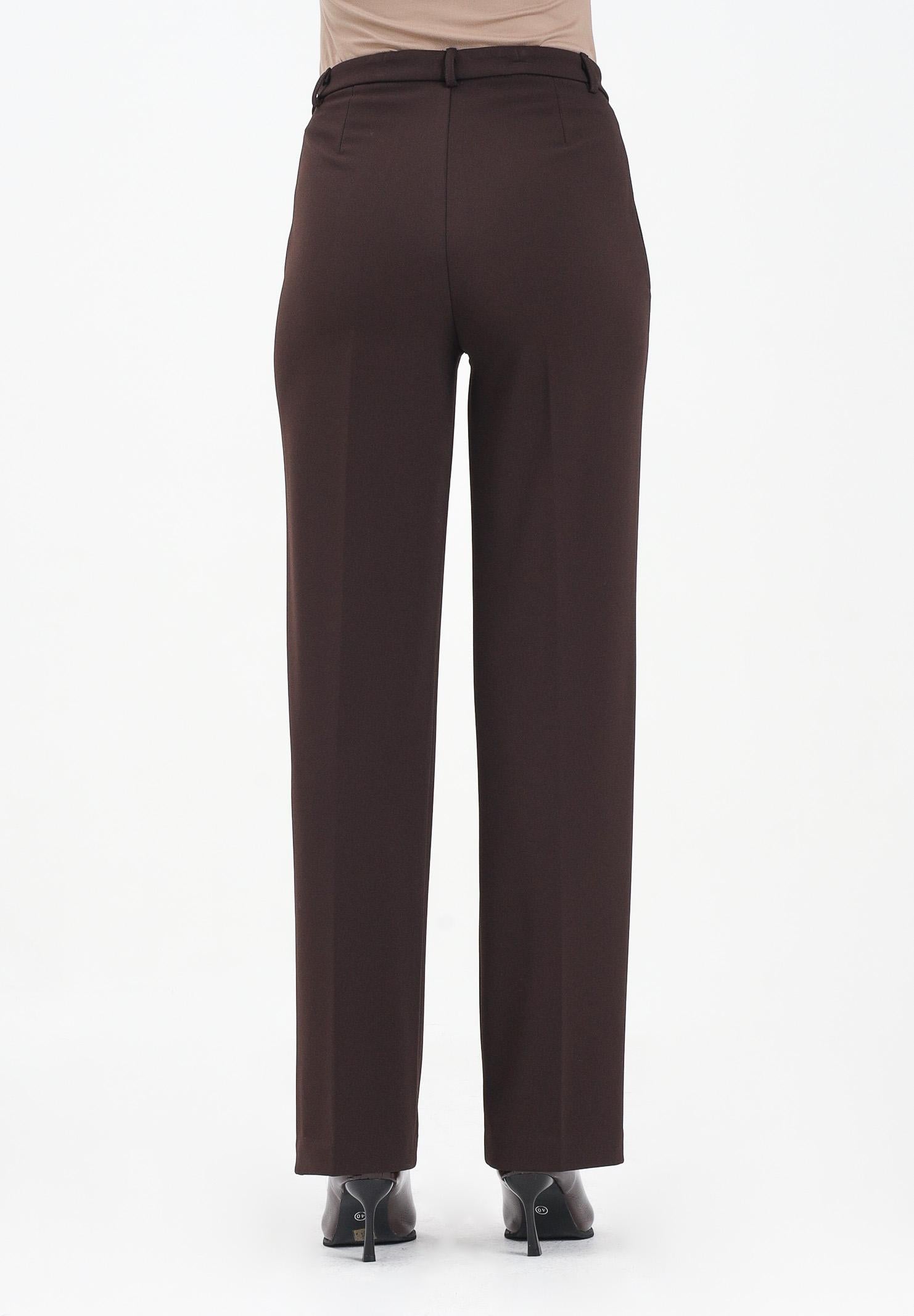 VICOLO Pantalone elegante marrone da donna con bande laterali in raso TF0305 FU69 VICOLO