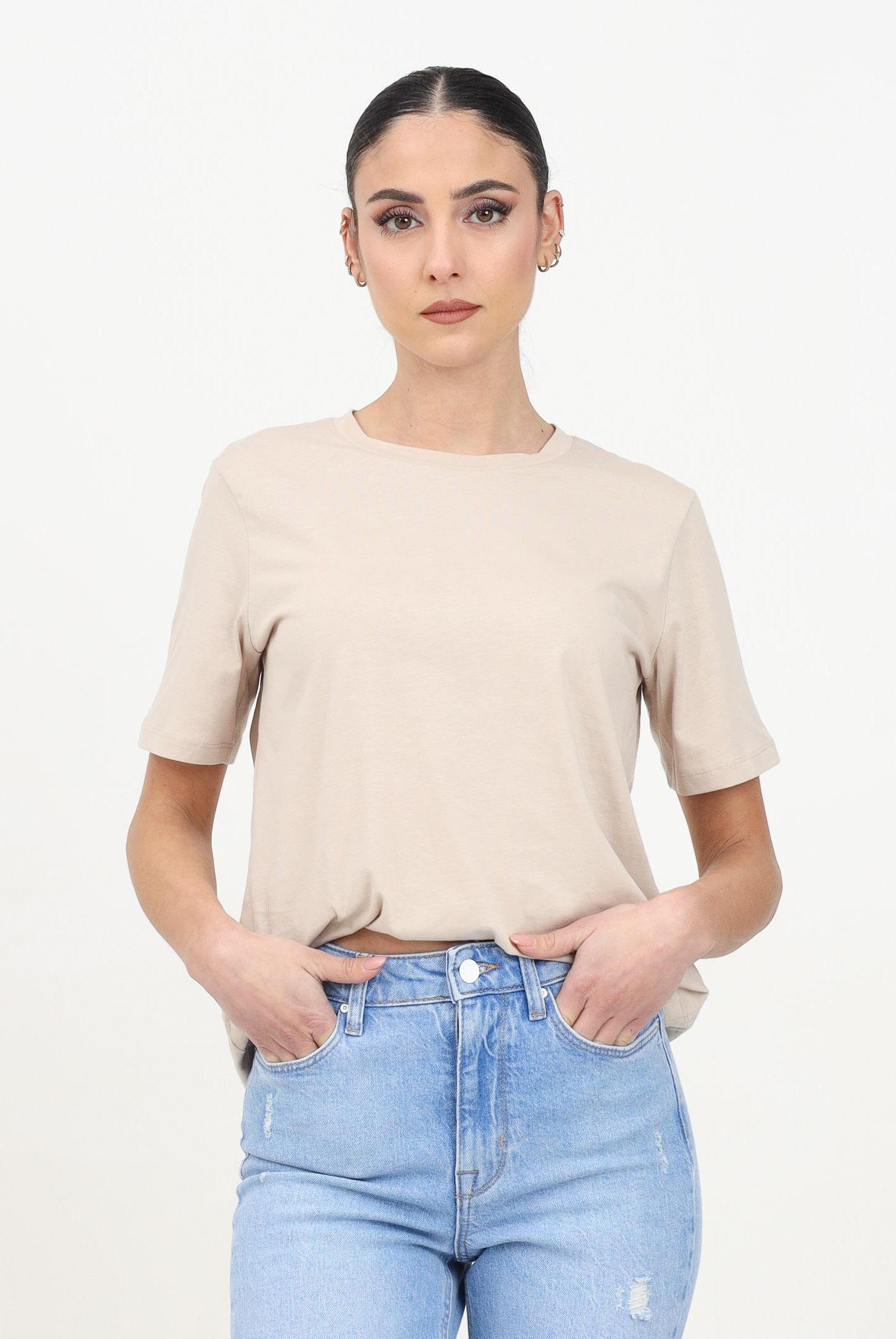 ONLY T-shirt a manica corta beige da donna 15270390 SILI ONLY