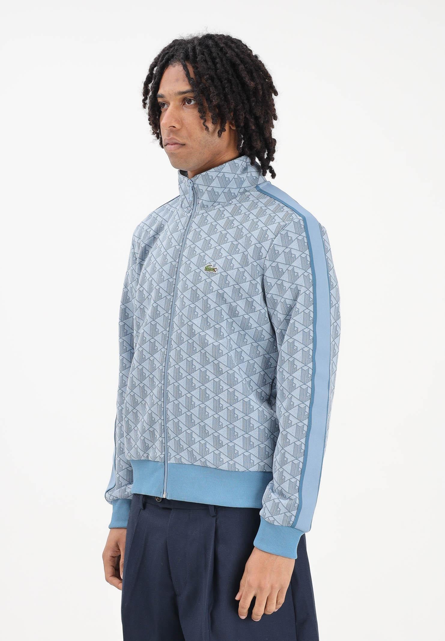 LACOSTE Felpa con zip Paris azzurra da uomo SH1368 1QI LACOSTE