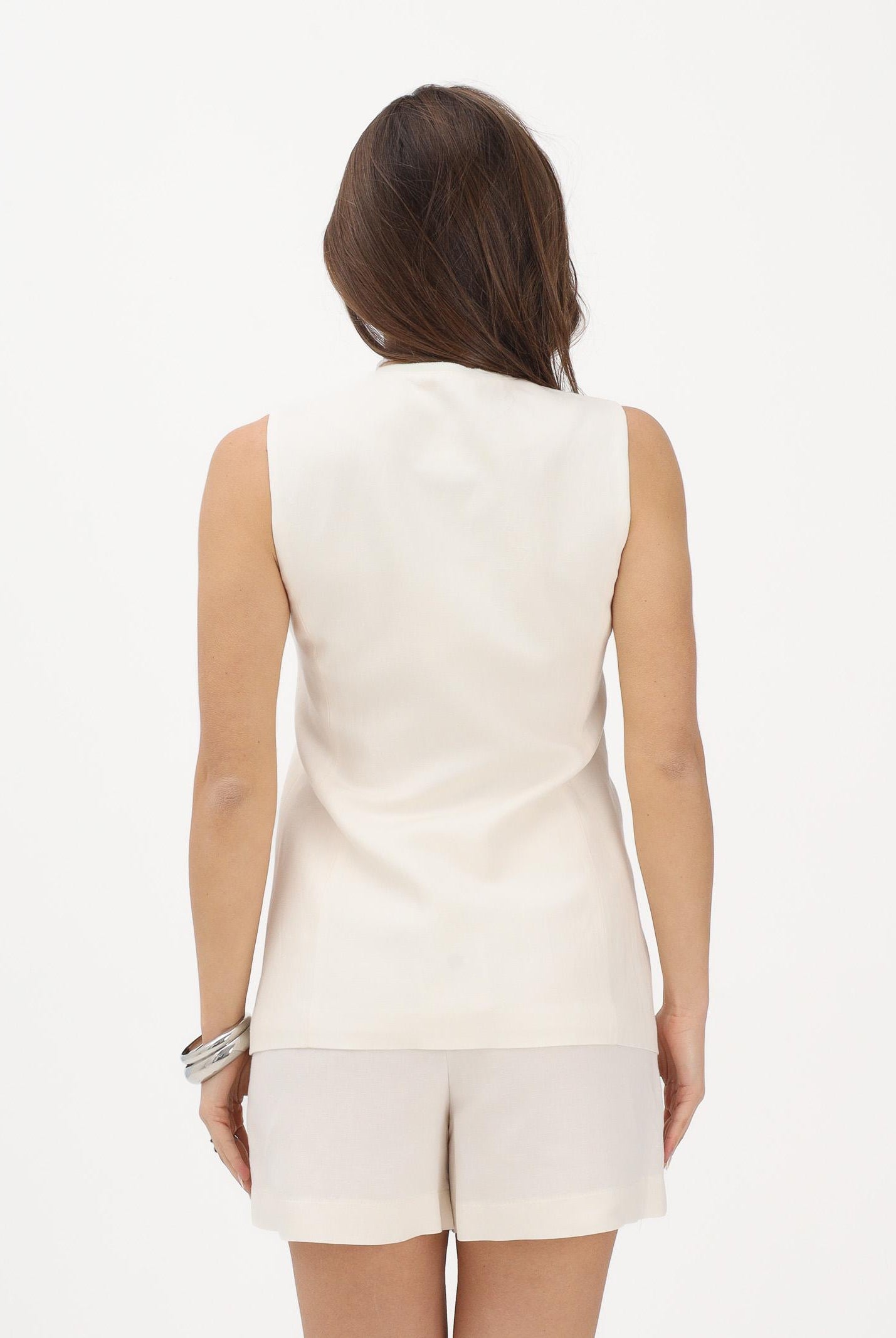 PATRIZIA PEPE Gilet panna da donna con lacci 2S1548A052 W417 PATRIZIA PEPE