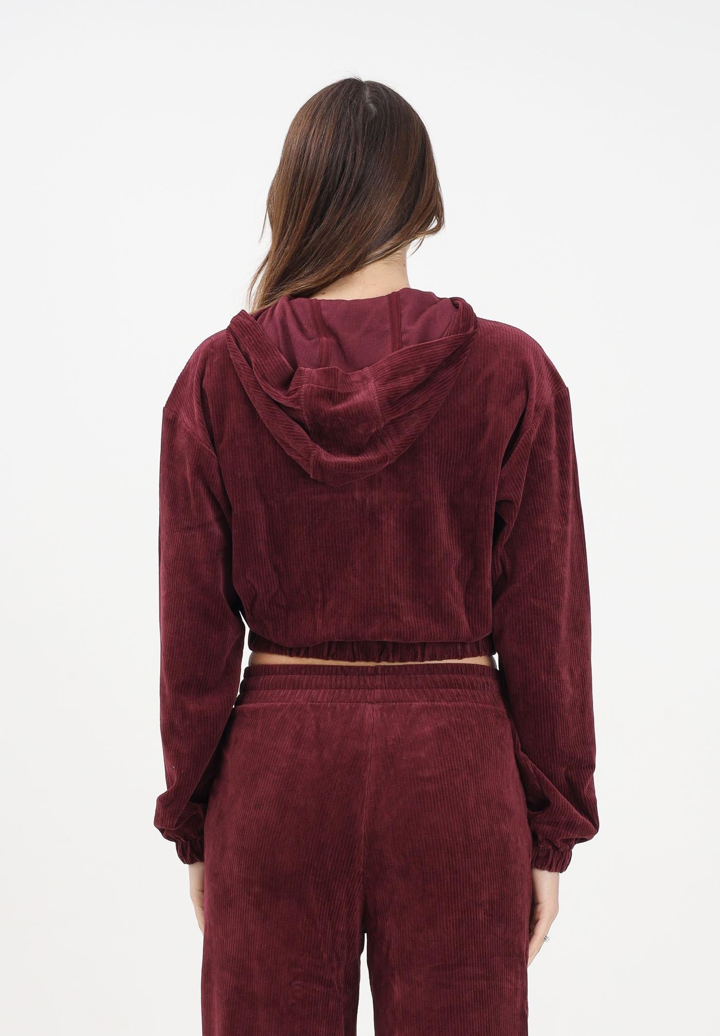 ADIDAS ORIGINALS Felpa con zip Essentials Chenile bordeaux da donna KE1119 . ADIDAS ORIGINALS