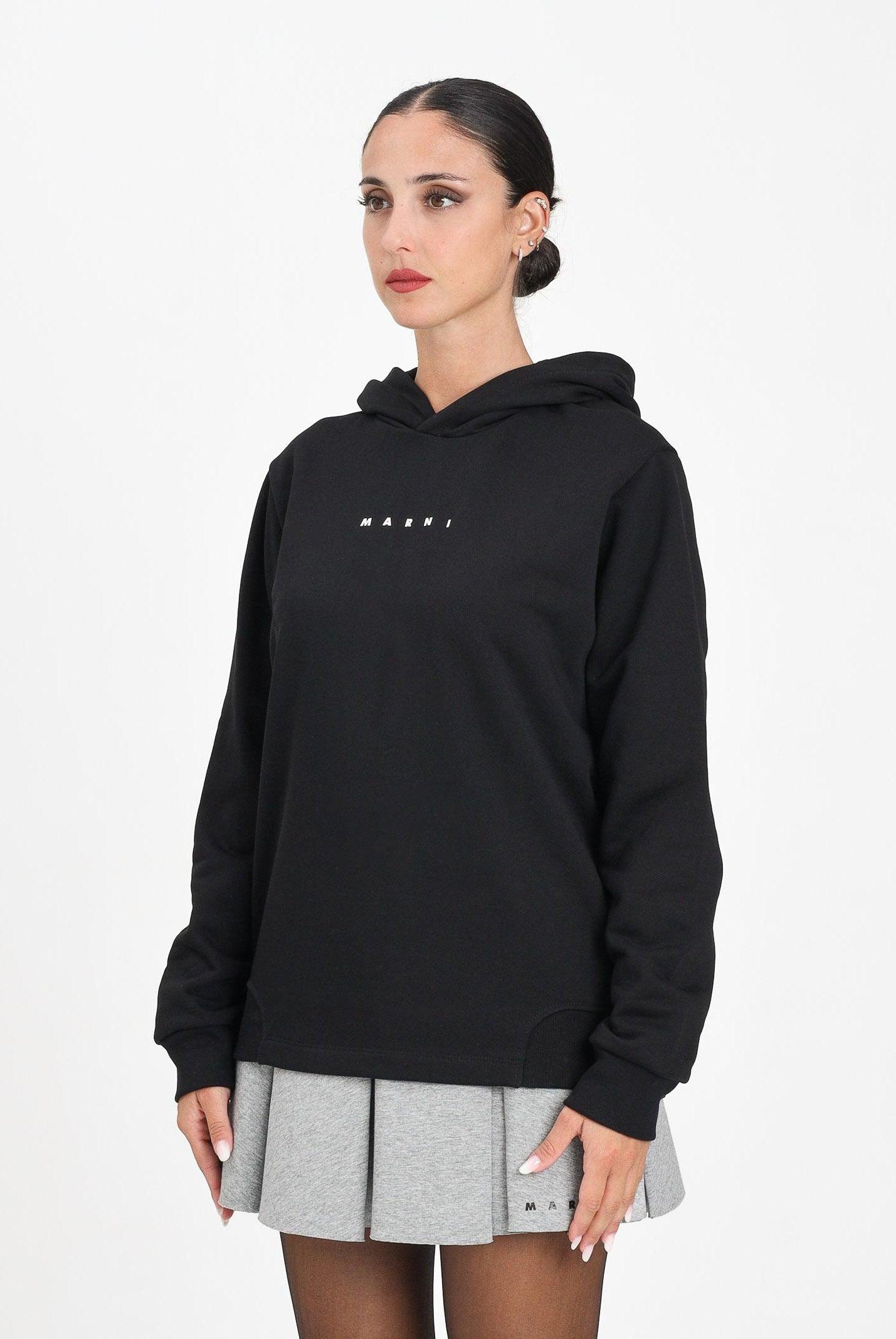 MARNI Felpa con cappuccio nera per donna, ragazzi e bambini con logo M01576M00V0 0M900 MARNI