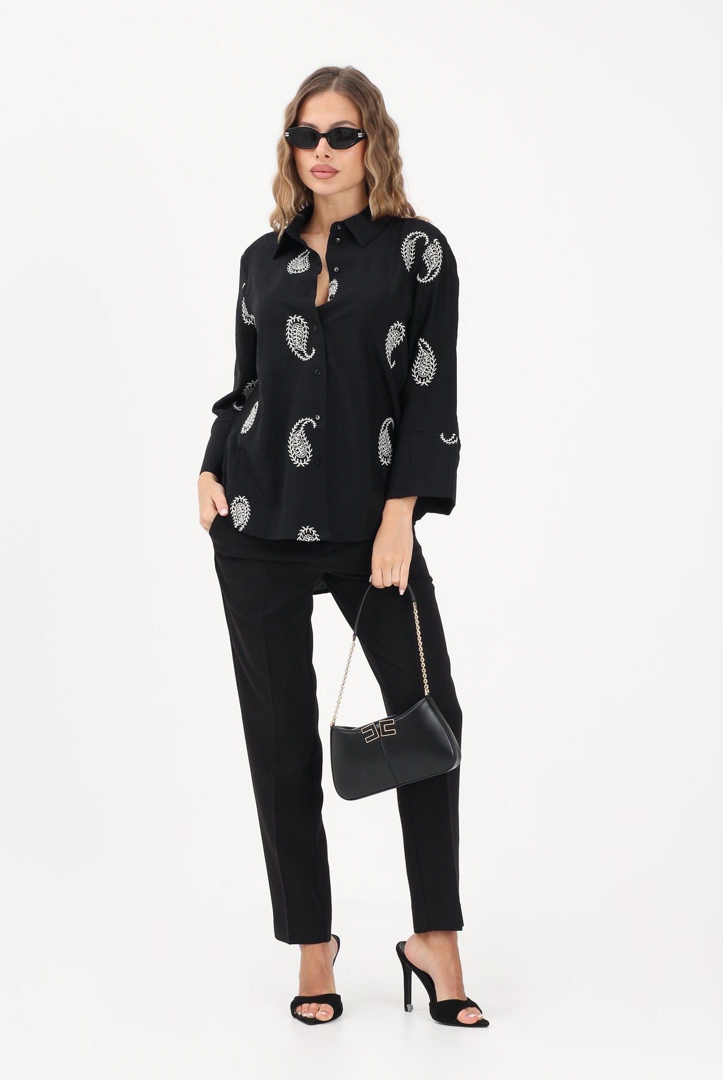 JDY Camicia nera da donna con fantasia paisley 15367956 BLEC JDY