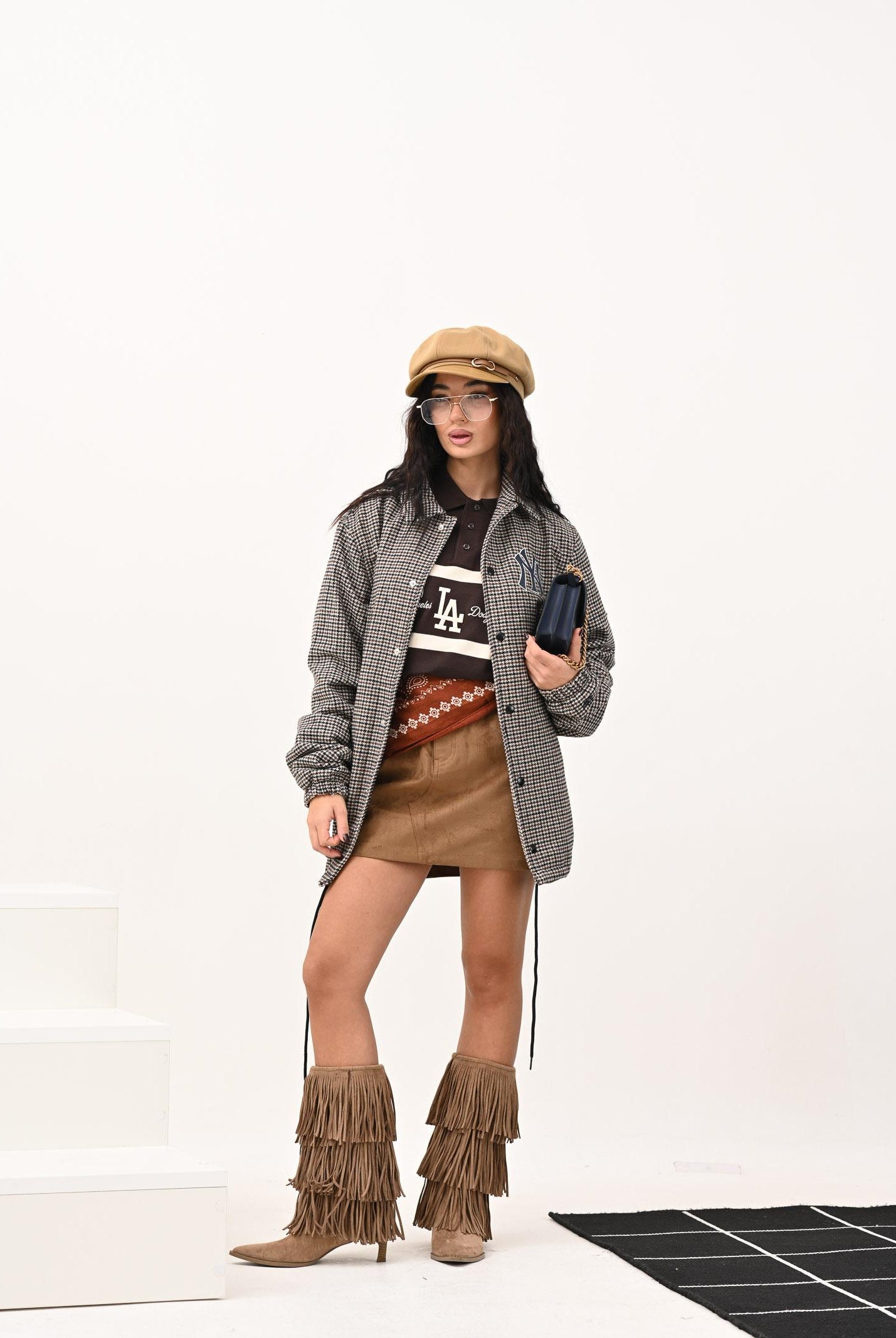 NEW ERA Giacca a quadri MLB dei New York Yankees nei toni del marrone per uomo e donna 60758728 NEW ERA