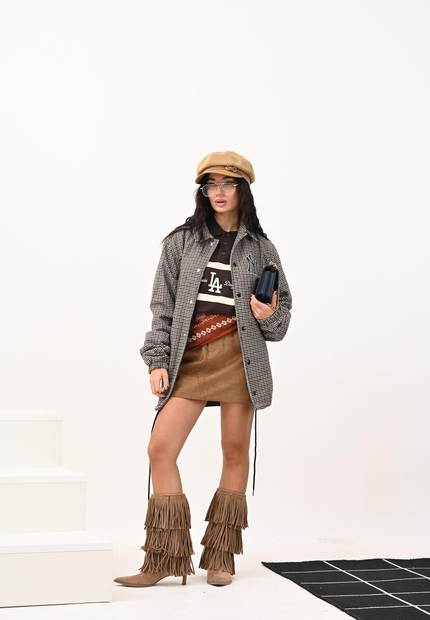 NEW ERA Giacca a quadri MLB dei New York Yankees nei toni del marrone per uomo e donna 60758728 NEW ERA