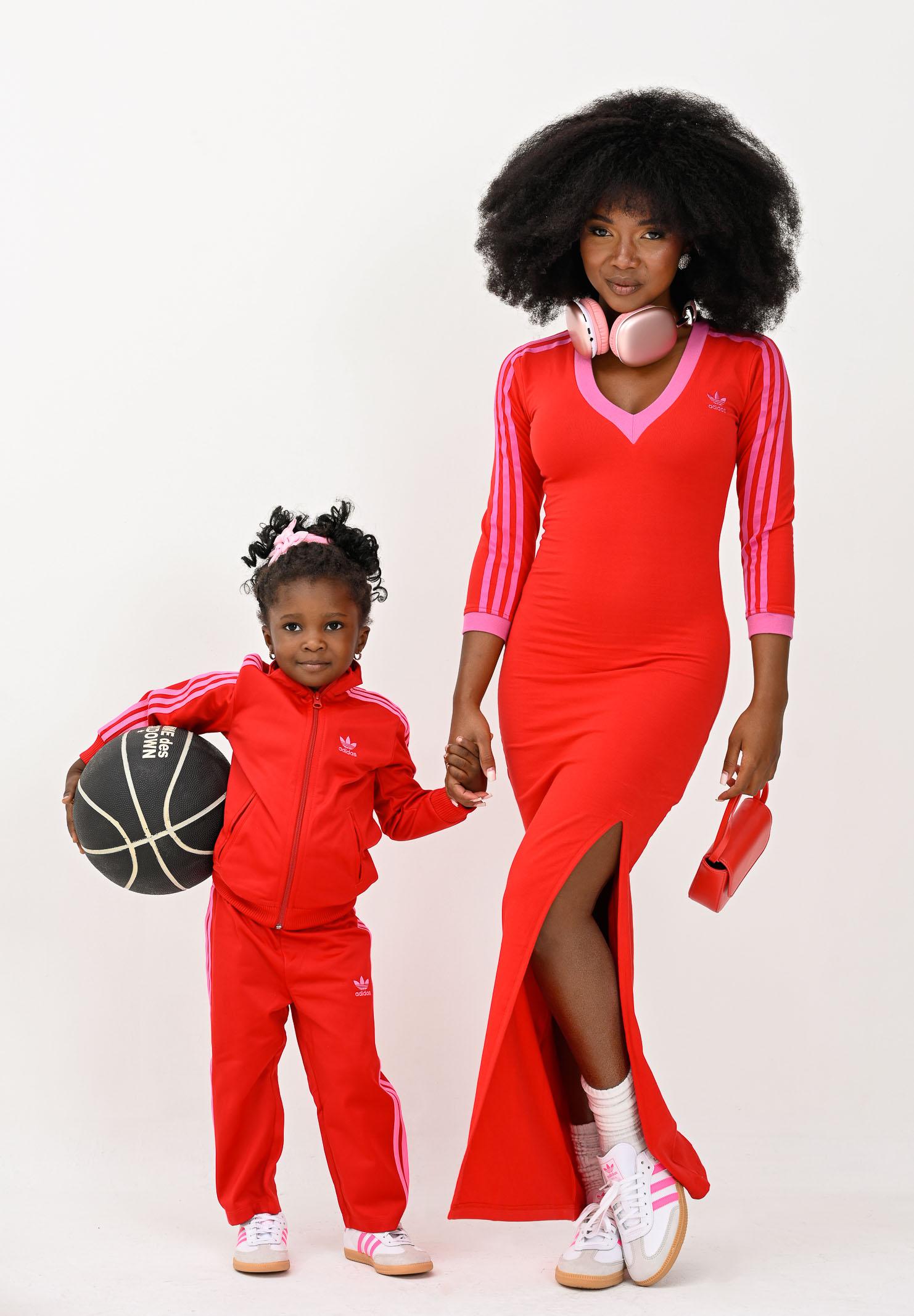 ADIDAS ORIGINALS Abito lungo Adicolor Classics 3-Stripes rosso e fucsia da donna JW3668 ADIDAS ORIGINALS