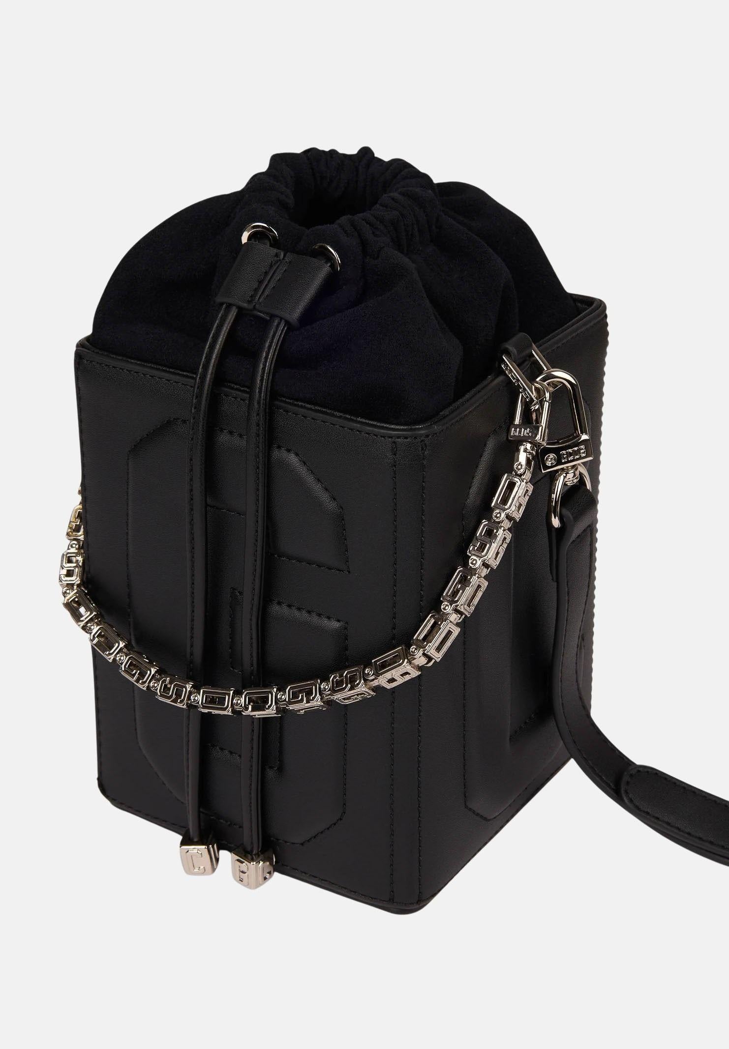 GCDS Borsa a mano nera da donna con logo GCDS in rilievo 3D GCDSD001 99 GCDS