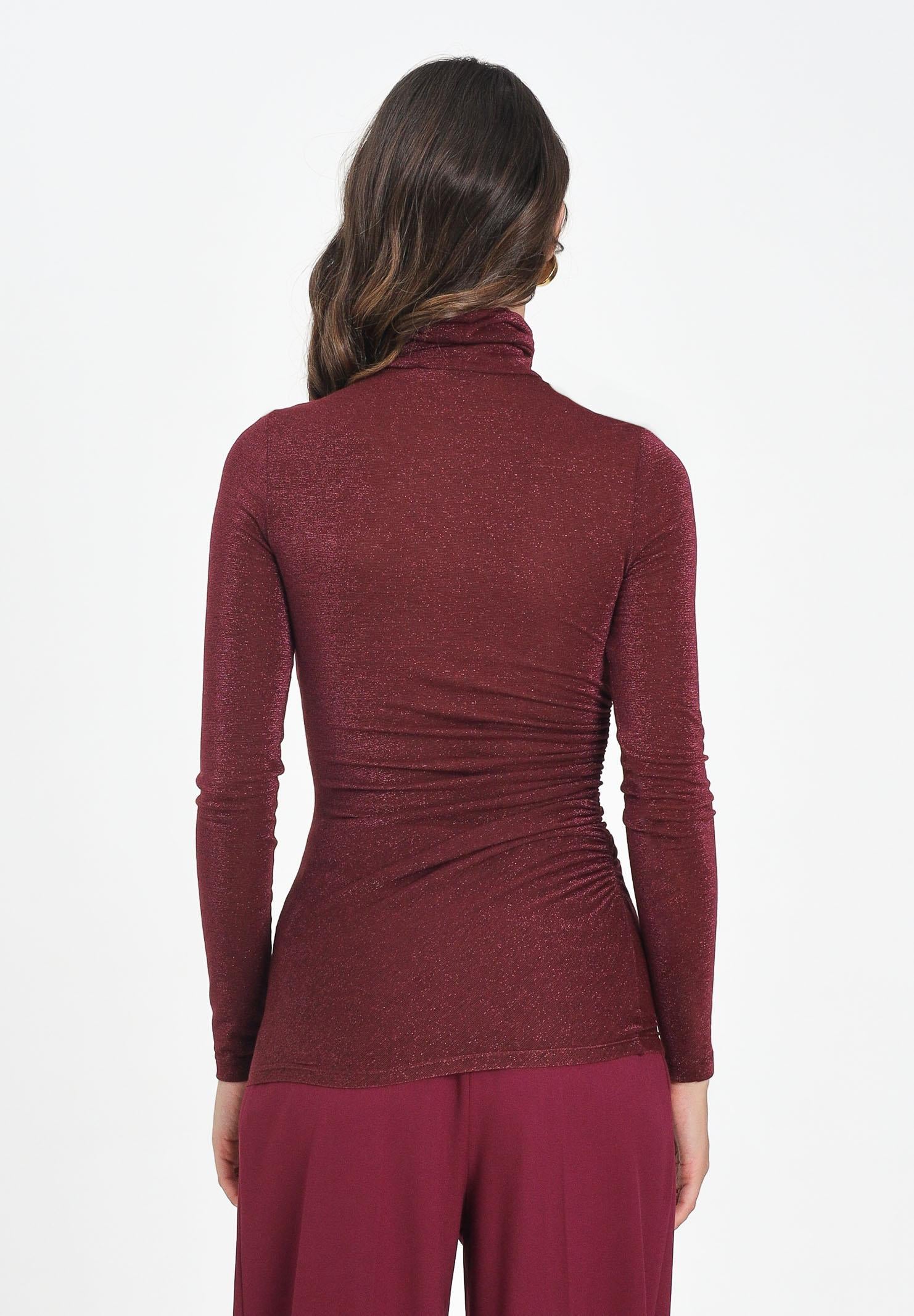 SIMONA CORSELLINI Maglia a manica lunga bordeaux da donna con finitura glitterata A25CPMG00801-C00081 V0741 SIMONA CORSELLINI