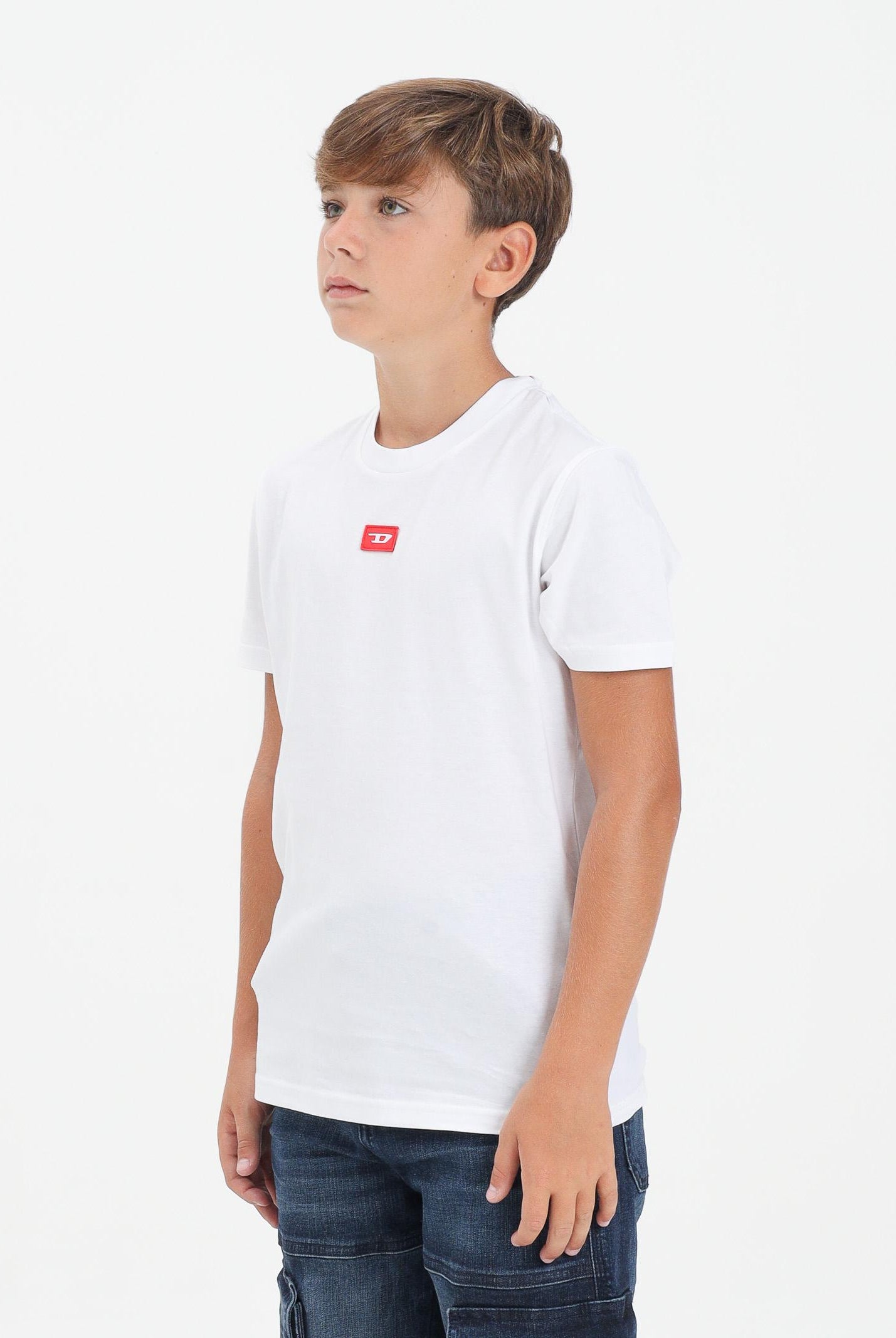 DIESEL T-shirt a manica corta bianca per donna, ragazzi e bambini con logo J025010GRAI K100 DIESEL