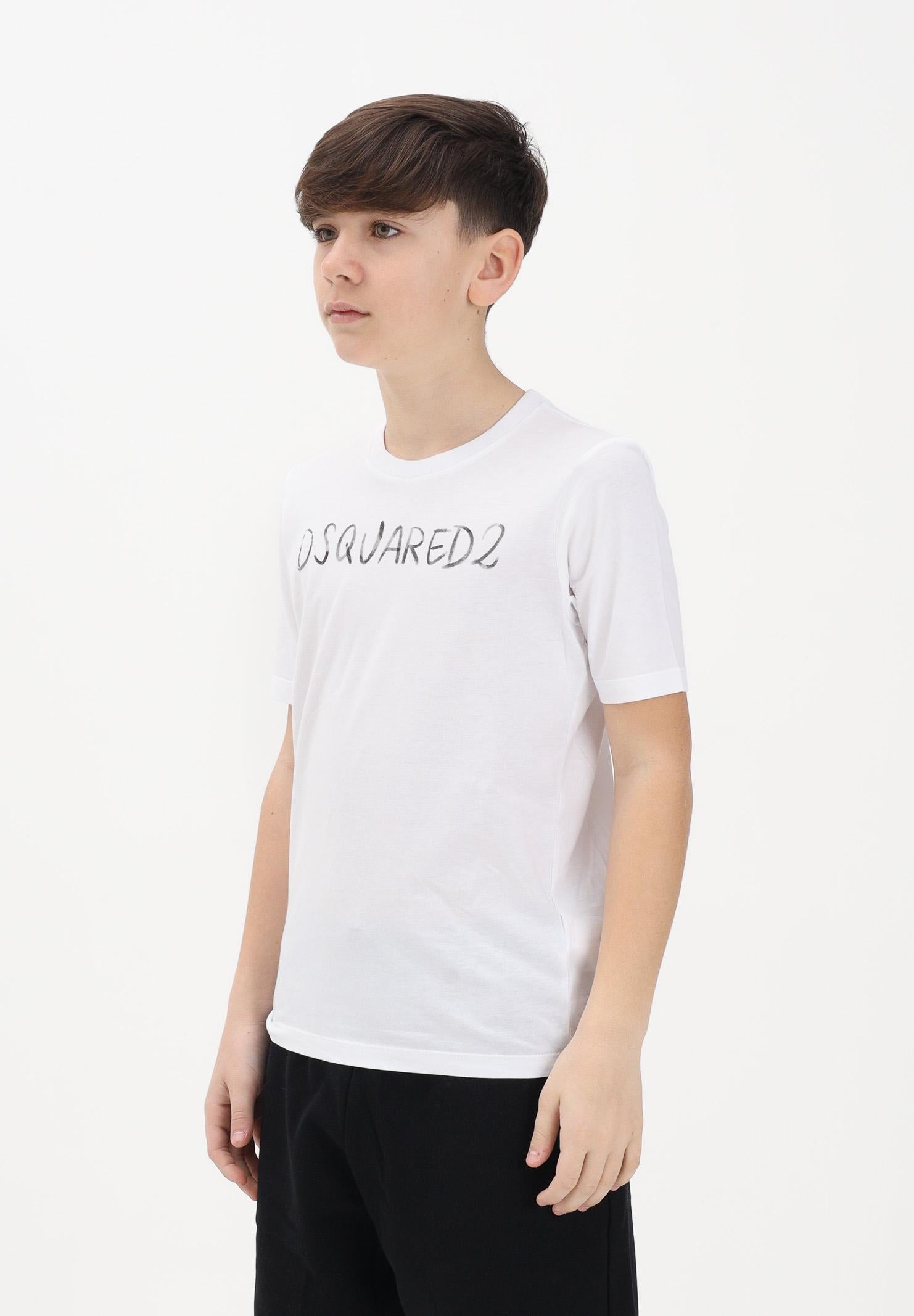 DSQUARED2 T-shirt a manica corta bianca per donna, ragazzi e bambini con logo DQ3158D0AGP DQ100 DSQUARED2