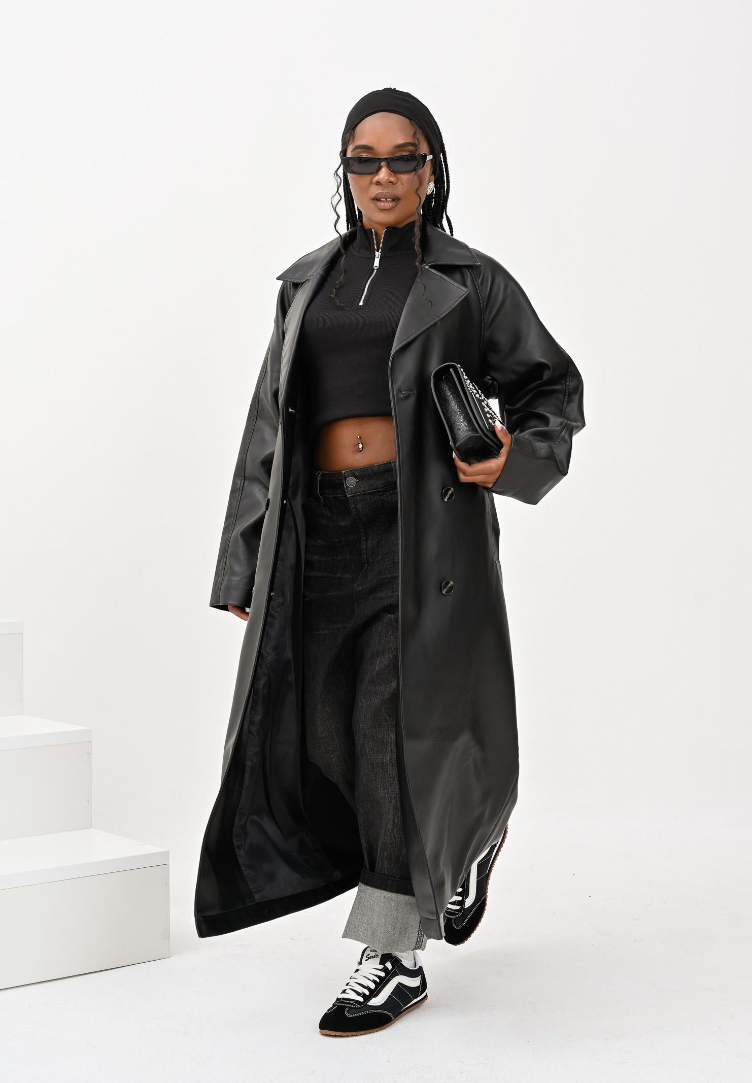 ONLY Trench in eco-pelle nero da donna 15349543 Black ONLY