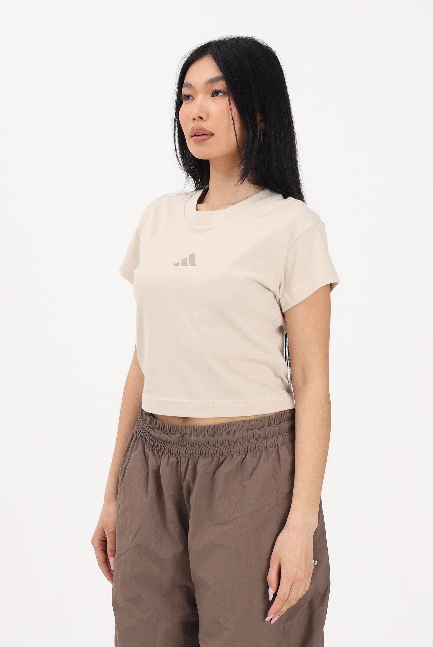 ADIDAS PERFORMANCE T-shirt a manica corta Future Icons Small Logo beige da donna KD7721 . ADIDAS PERFORMANCE