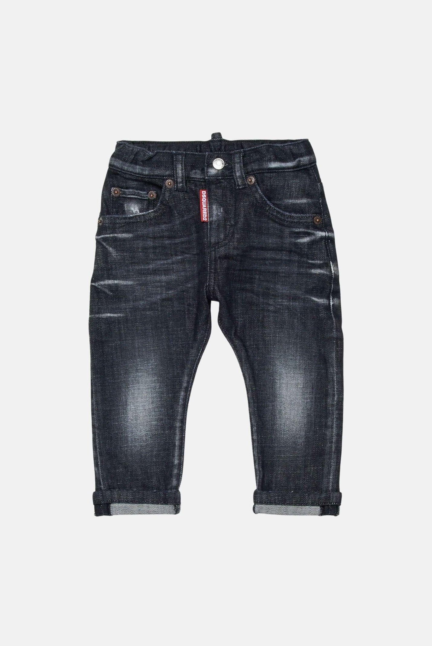 DSQUARED2 Jeans Turn-Up in denim nero da neonato DQ01TCD0ABS DQ02 DSQUARED2