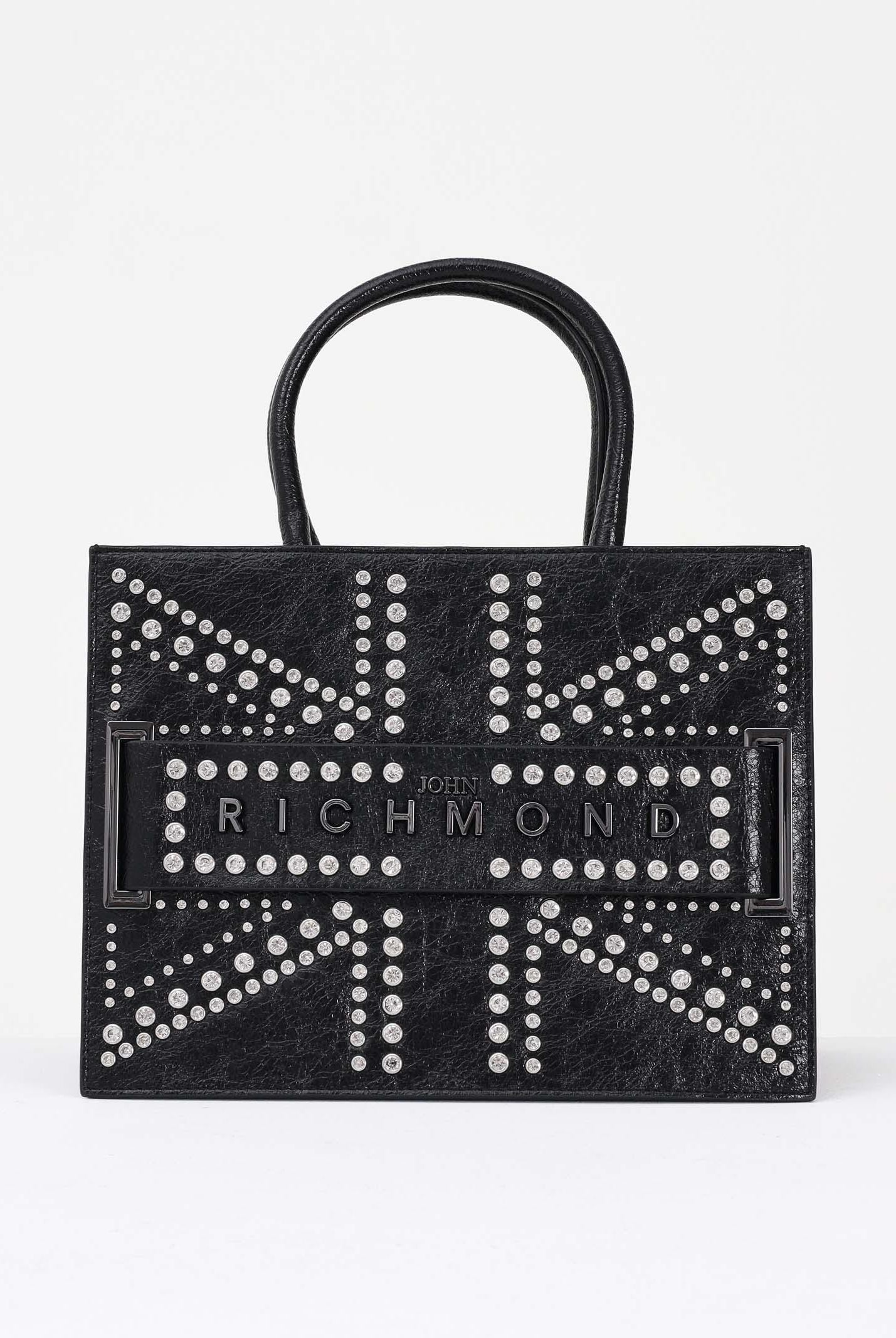 RICHMOND Shopper nera da donna con logo e borchie RWA25230BO BL RICHMOND