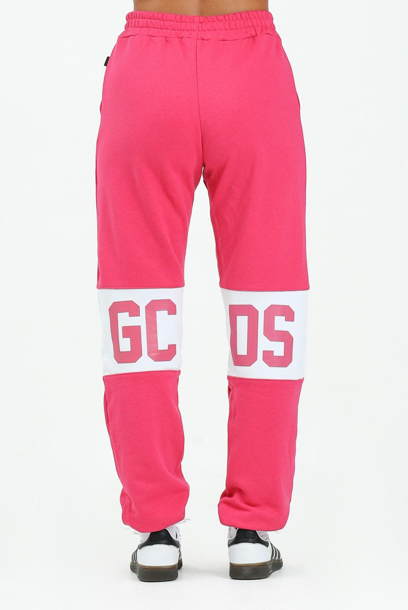 GCDS Pantalone sportivo fucsia per donna, ragazzi e bambini con banda a contrasto e logo B2JU3017BA2 59 GCDS