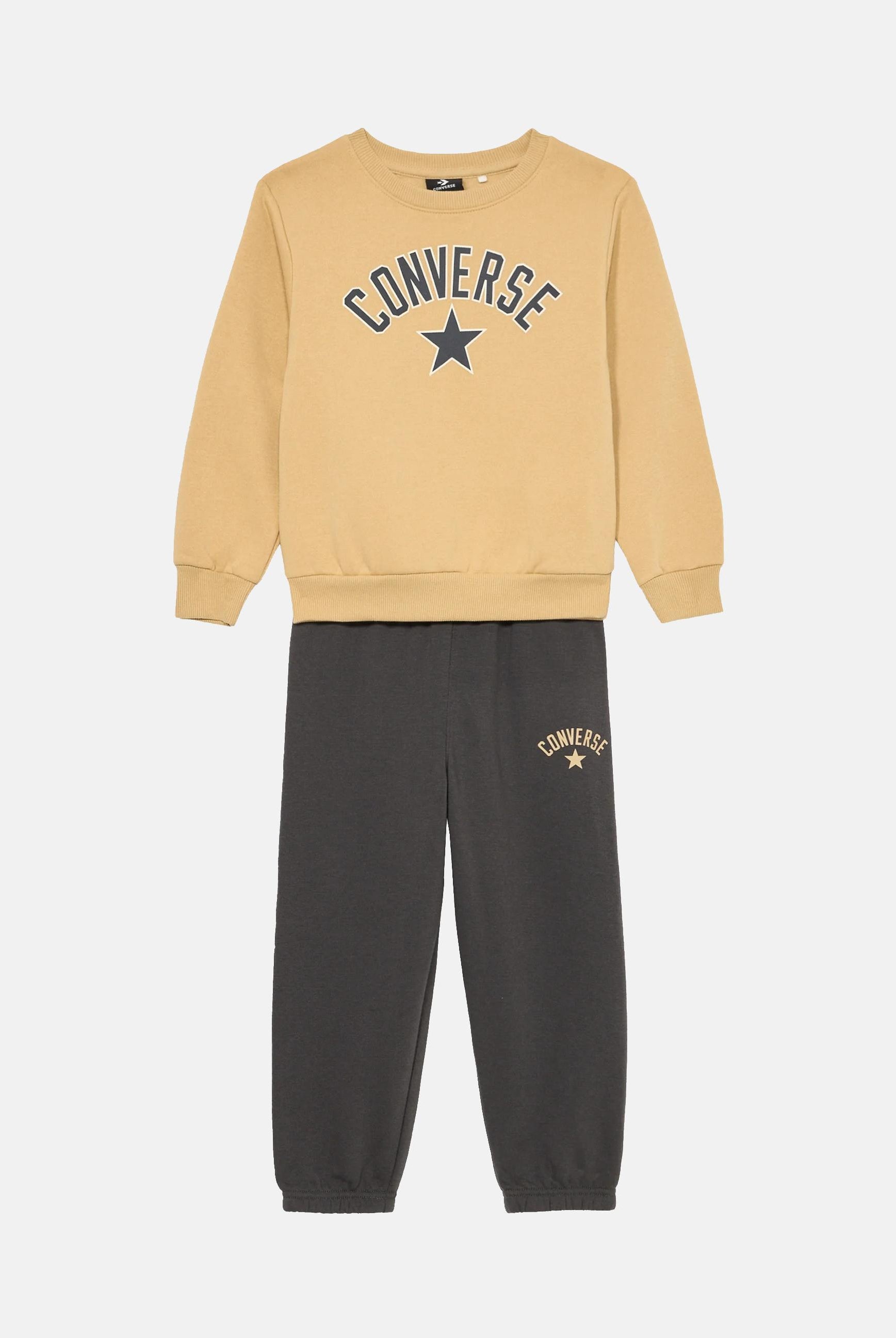 CONVERSE Tuta beige e grigia da bambino con stampa logo 8CH865 GDA CONVERSE