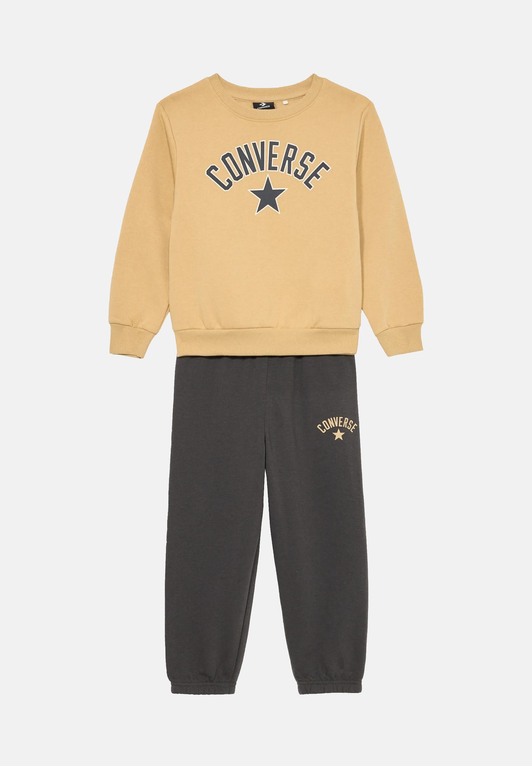 CONVERSE Tuta beige e grigia da bambino con stampa logo 8CH865 GDA CONVERSE