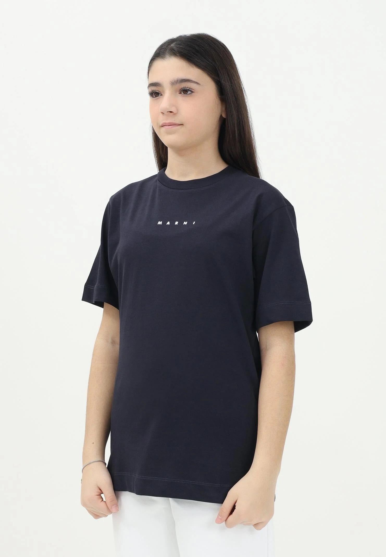 MARNI T-shirt a manica corta blu per donna, ragazzi e bambini con stampa logo M01413M00RF 0M803 MARNI