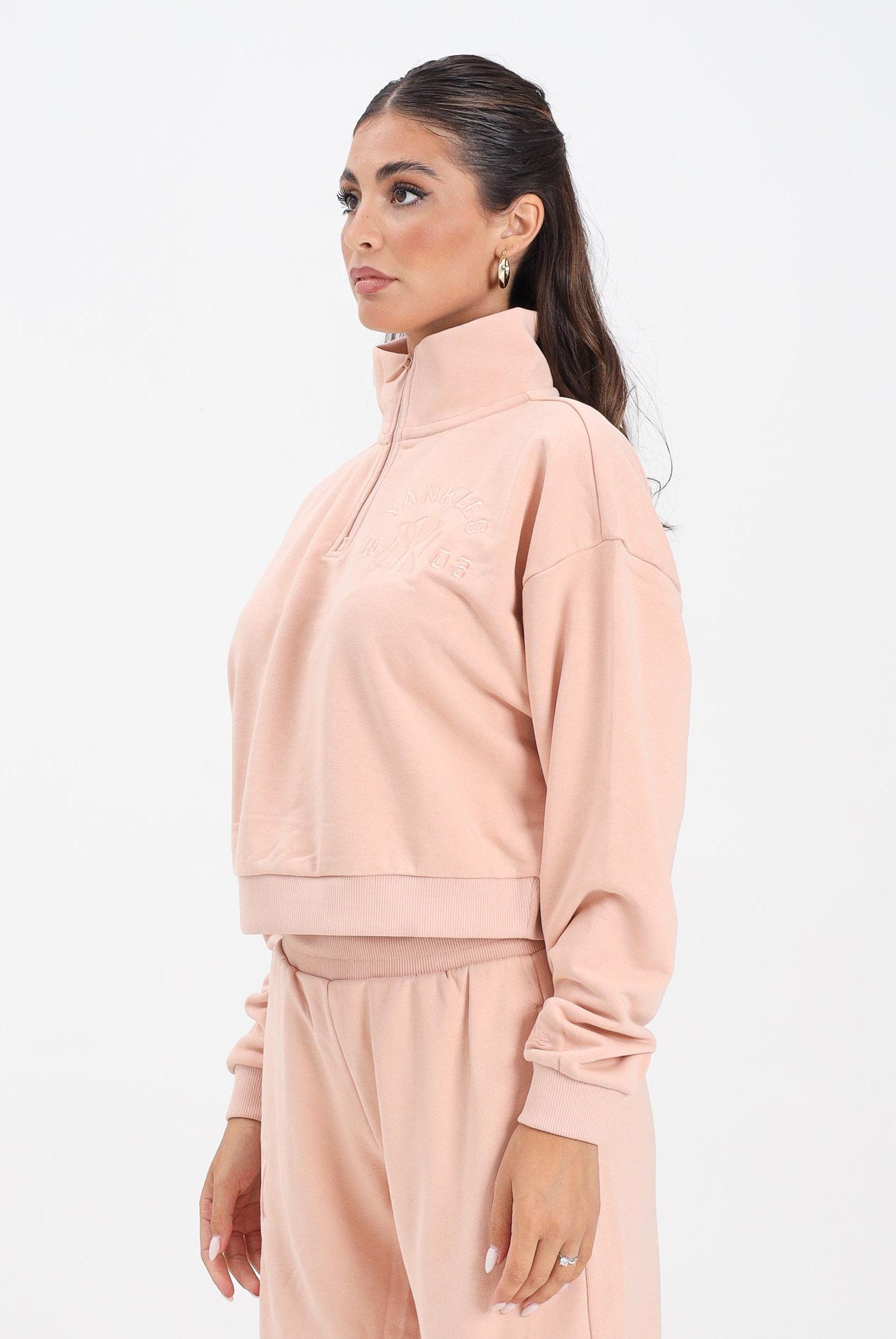 NEW ERA Felpa mezza zip New York Yankees MLB Tonal rosa da donna 60684430 . NEW ERA