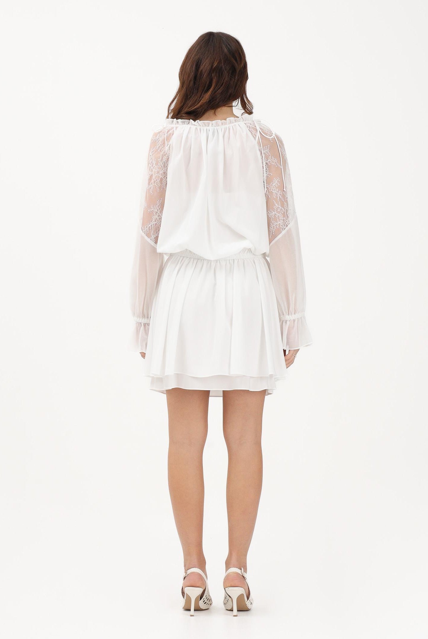 PINKO Abito corto bianco da donna in chiffon leggero 106293A336 Z05 PINKO