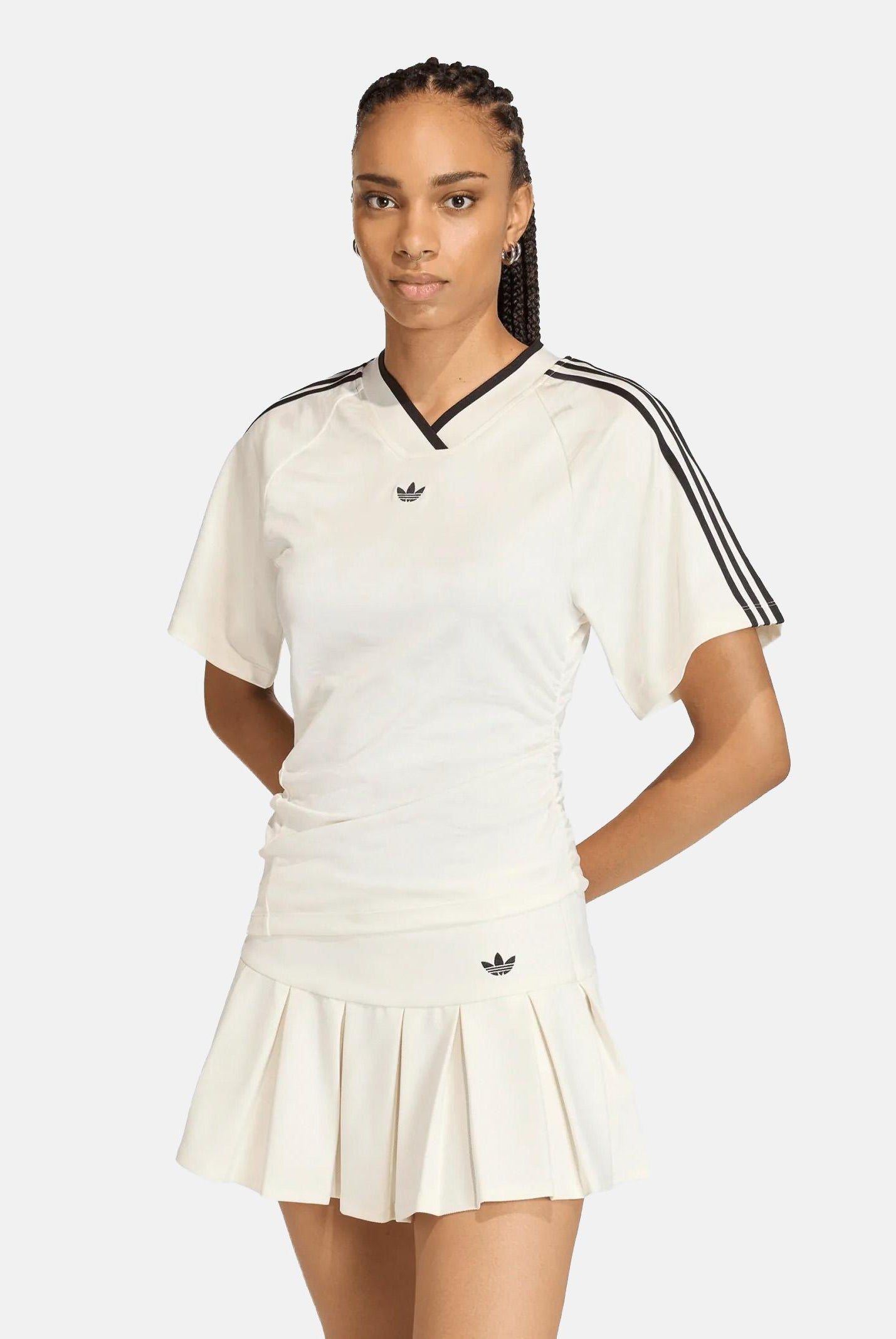 ADIDAS ORIGINALS T-shirt Maglia Rouched Football Off White bianco, donna. KC9122 . ADIDAS ORIGINALS