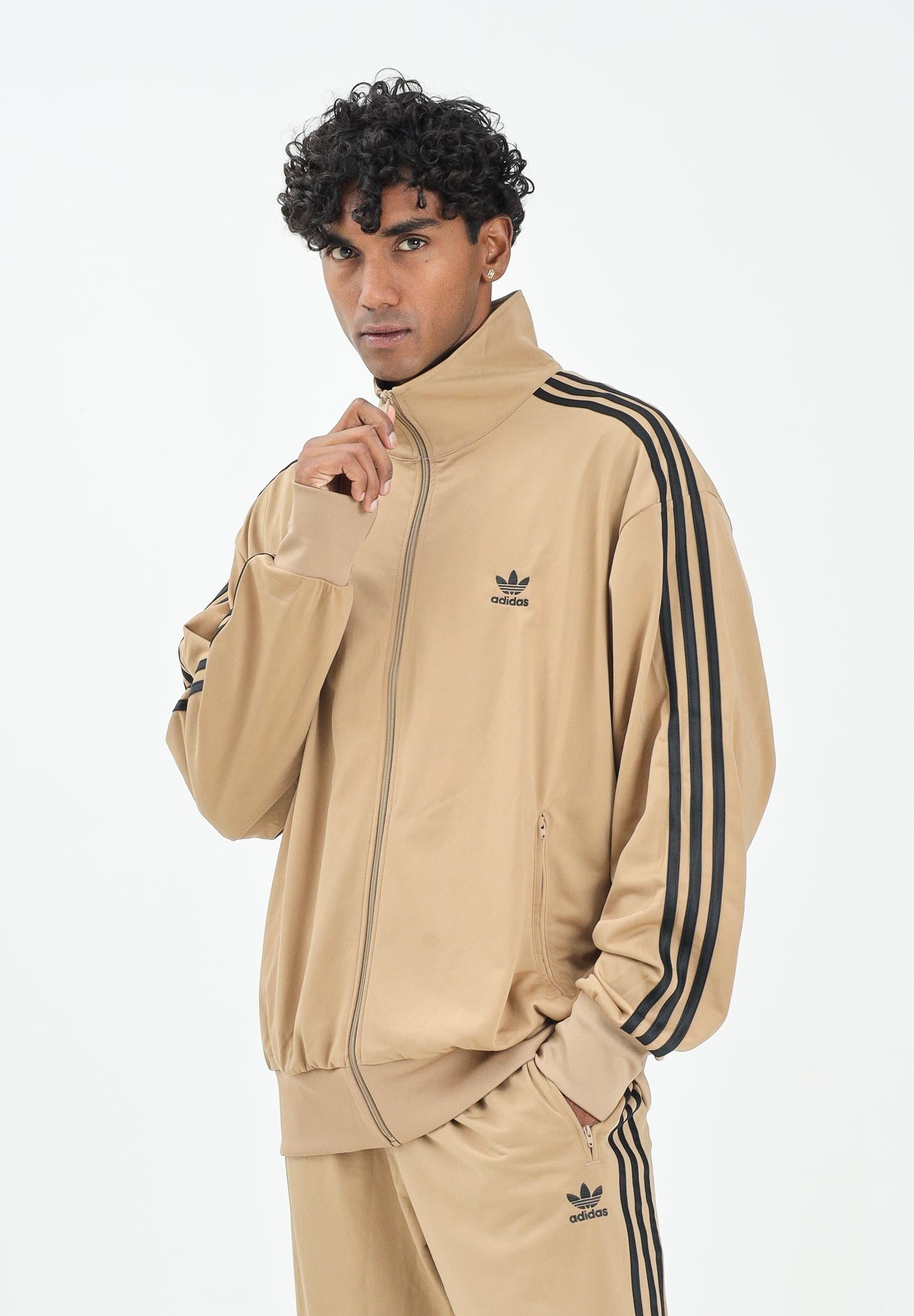 ADIDAS ORIGINALS Felpa con zip adicolor Classics Firebird beige da uomo JY6366 . ADIDAS ORIGINALS