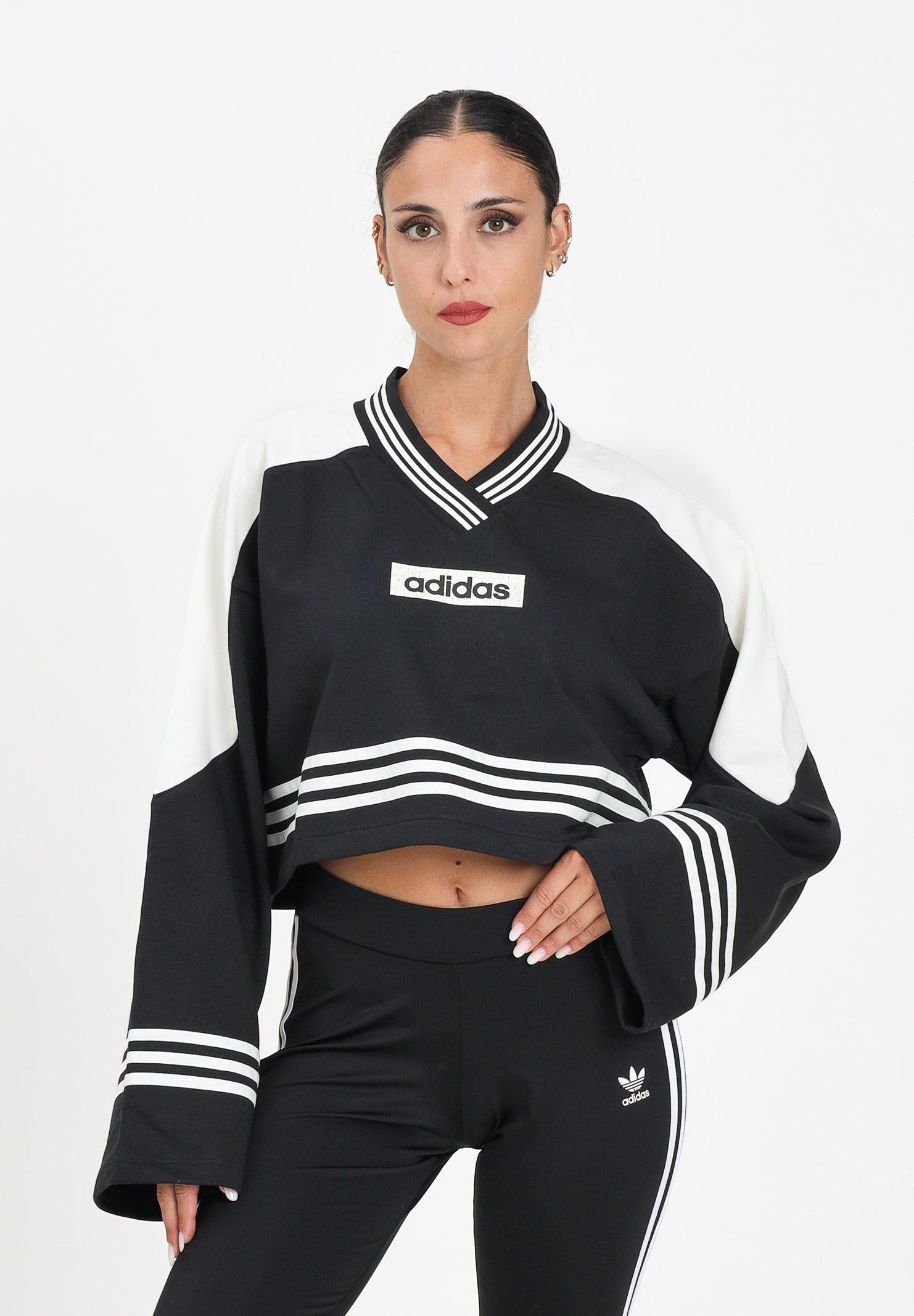 ADIDAS ORIGINALS Felpa Blocking Crewneck nera da donna JW7273 ADIDAS ORIGINALS