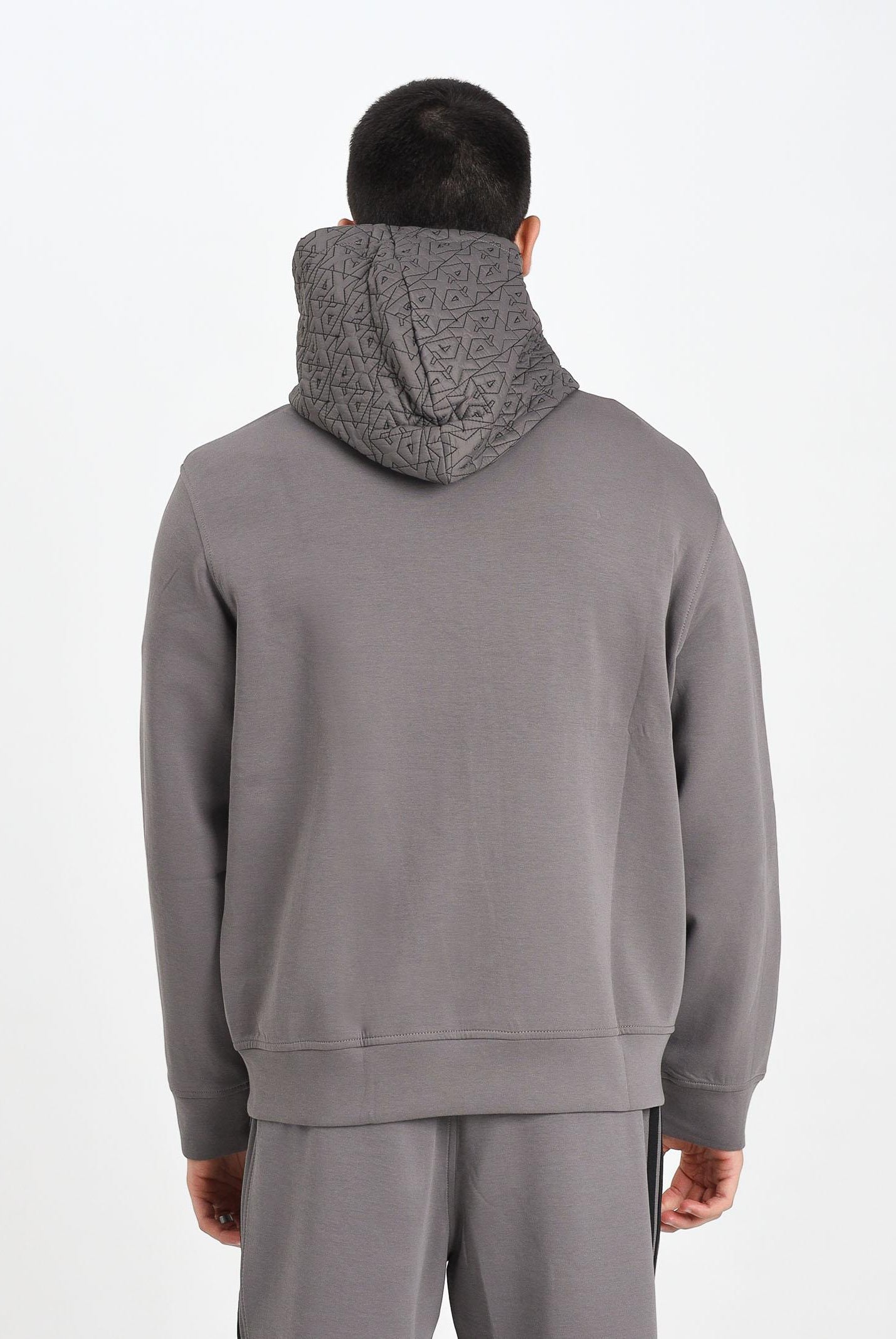 ARMANI EXCHANGE Felpa con zip grigia da uomo caratterizzata da cappuccio logato XM001891AF10818 U8092 ARMANI EXCHANGE