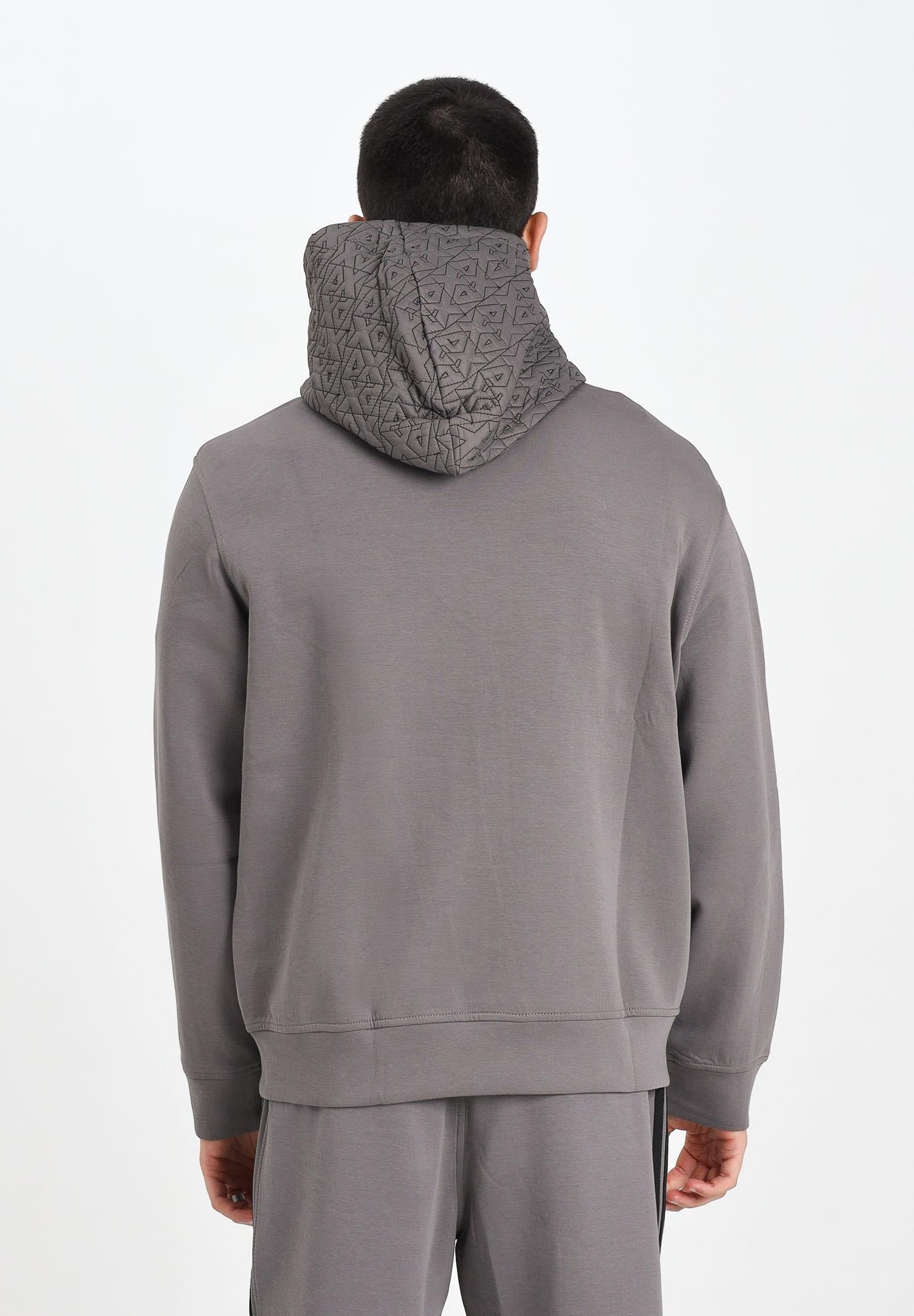 ARMANI EXCHANGE Felpa con zip grigia da uomo caratterizzata da cappuccio logato XM001891AF10818 U8092 ARMANI EXCHANGE