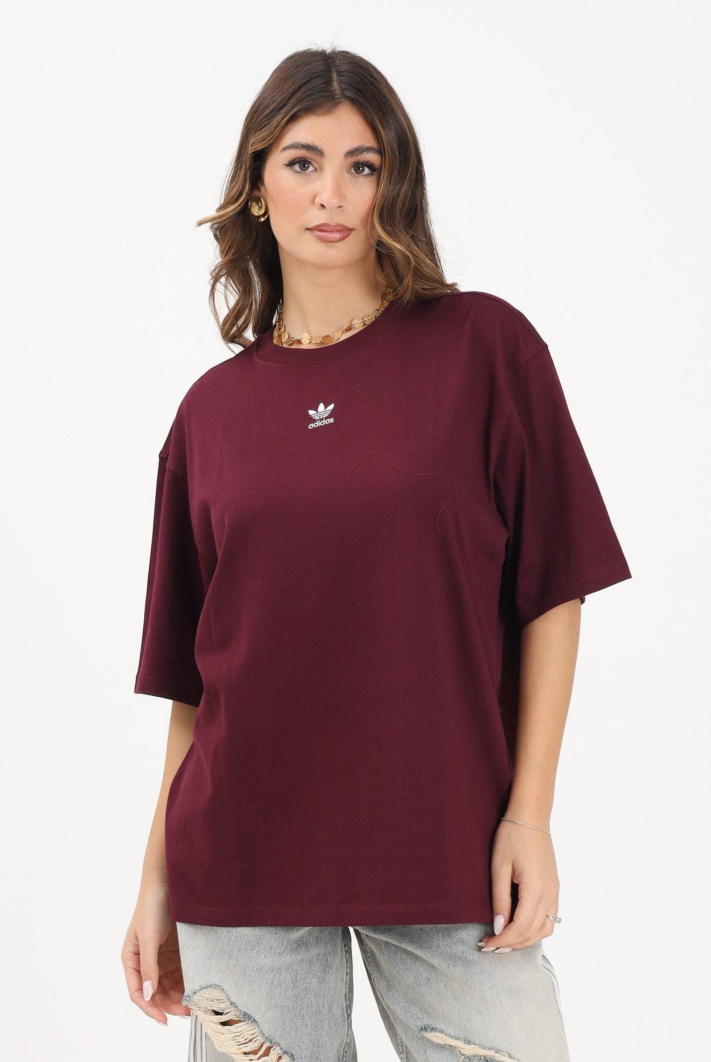 ADIDAS ORIGINALS T-shirt a manica corta BOYFRIEND bordeaux da donna KW1906 ADIDAS ORIGINALS