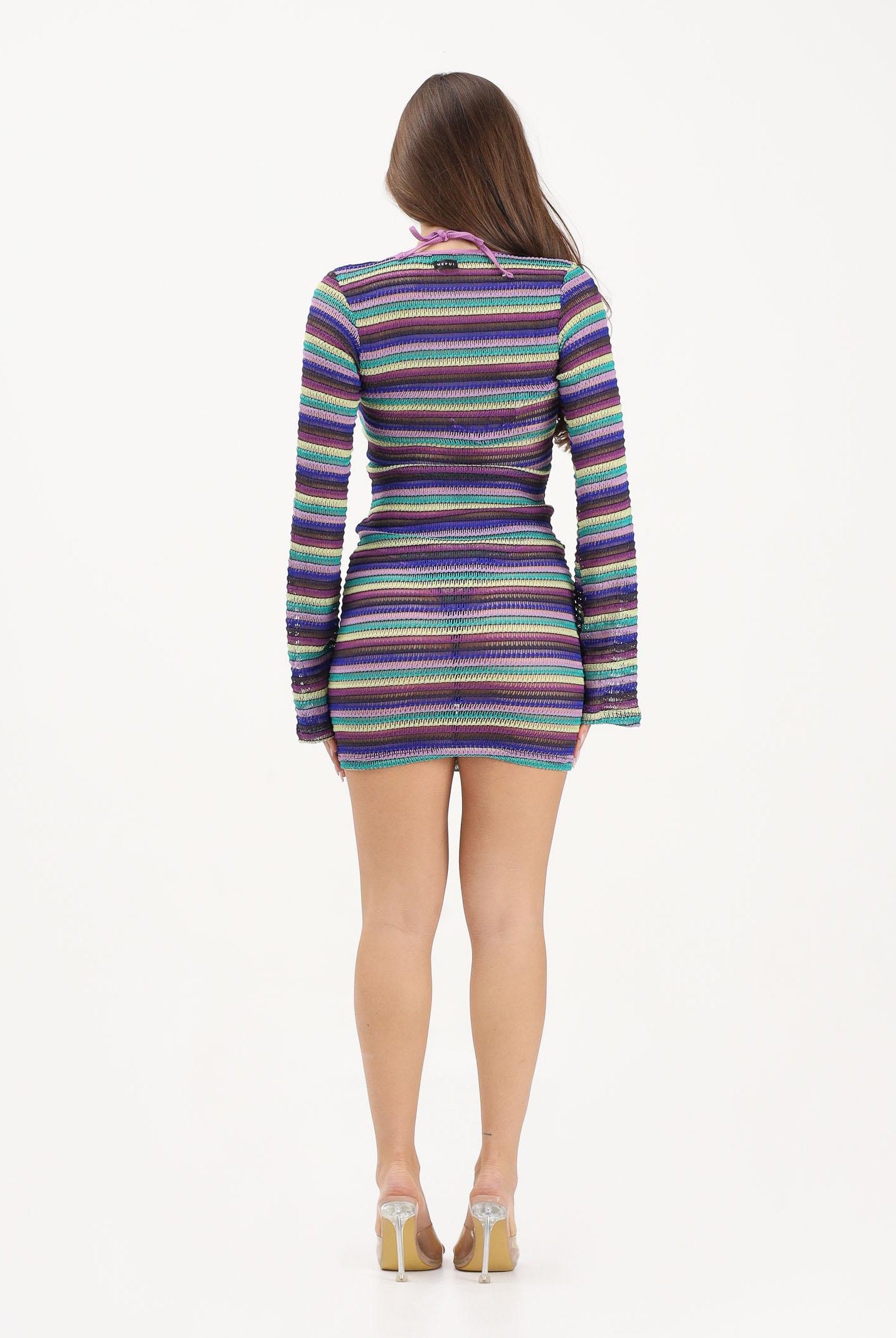 ME FUI Abito corto multicolore da donna caratterizzato da una fantasia a righe MF26-SW0816MC . ME FUI
