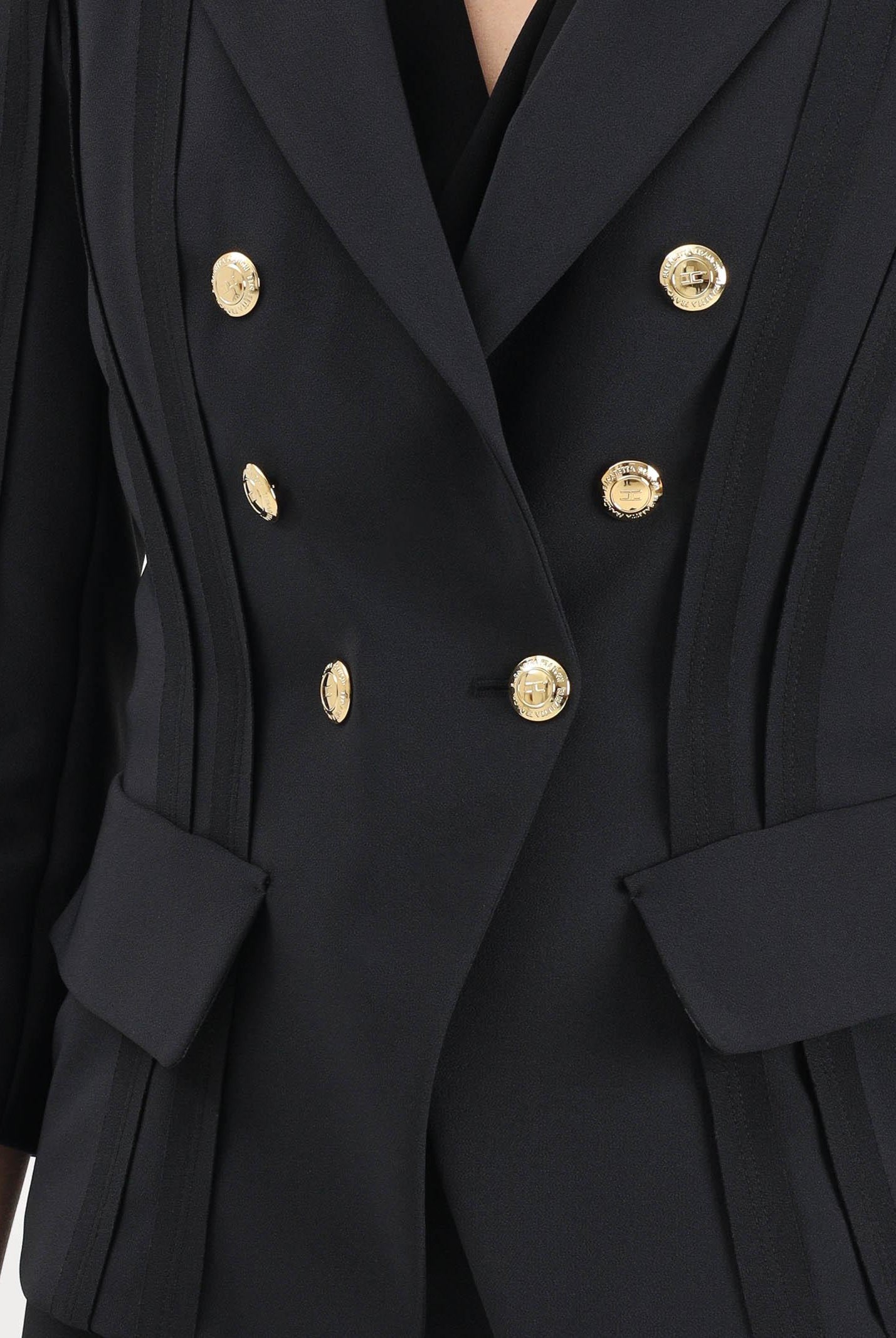 ELISABETTA FRANCHI Giacca doppiopetto nera da donna con motivi a taglio vivo GI21861E2 110 ELISABETTA FRANCHI