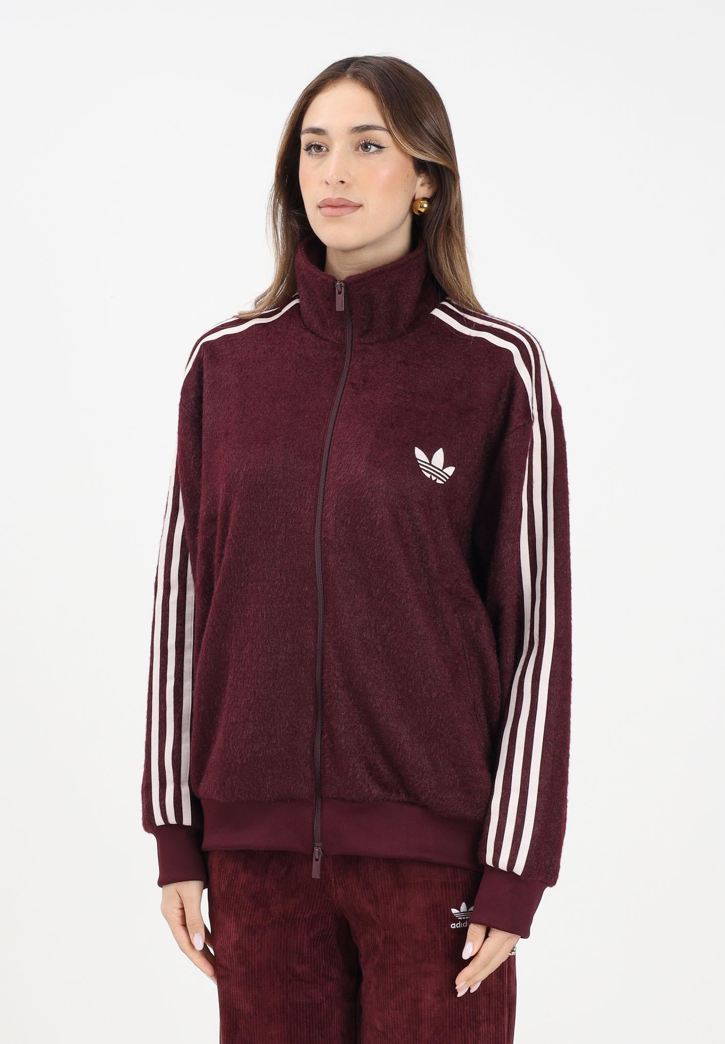 ADIDAS ORIGINALS Felpa con zip Mohair Firebird bordeaux da donna KS0428 . ADIDAS ORIGINALS