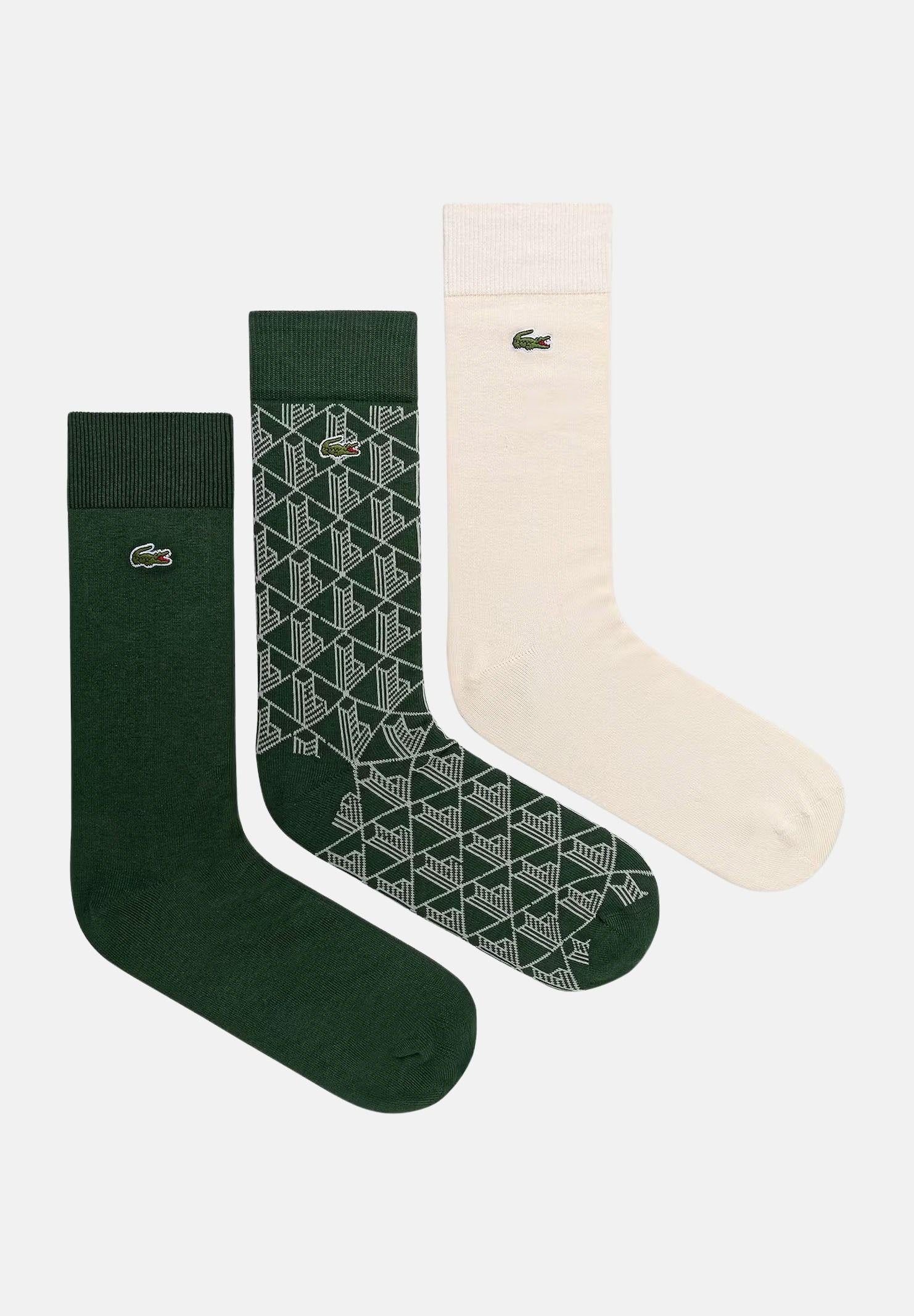LACOSTE Calzini (3 paia) verdi e panna per uomo e donna RA5996 PQK LACOSTE